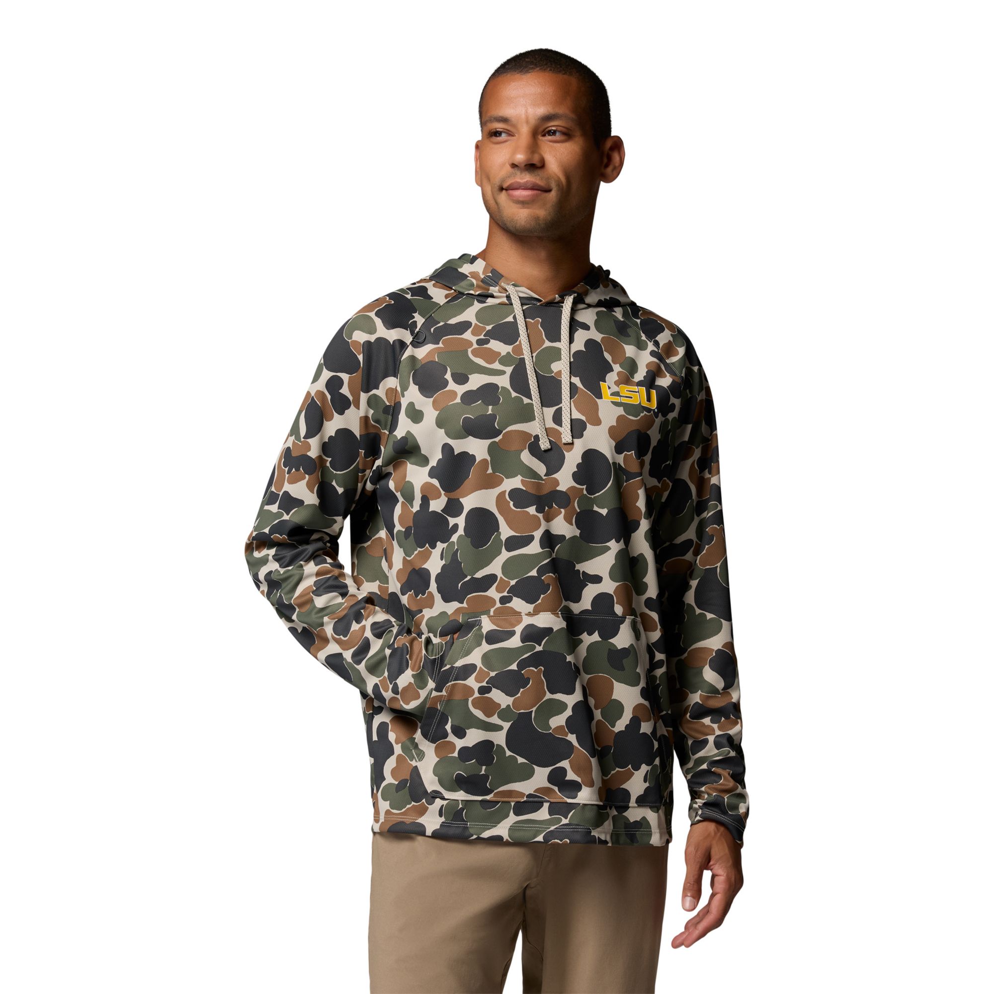 Columbia Men's LSU Tigers Camo Wild Cast Hoodie