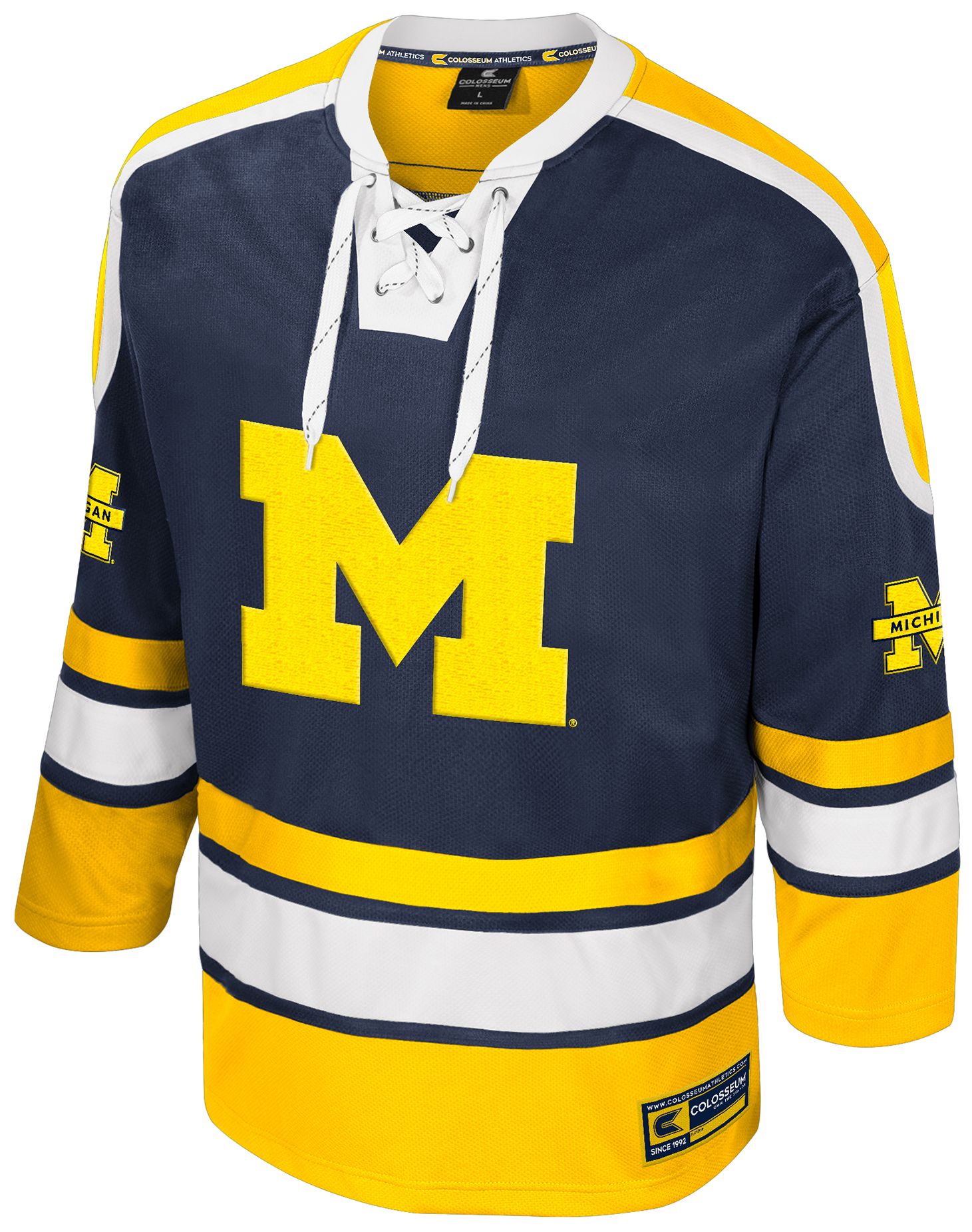 Colosseum Men's Michigan Wolverines Heard Hockey Jersey, Blue