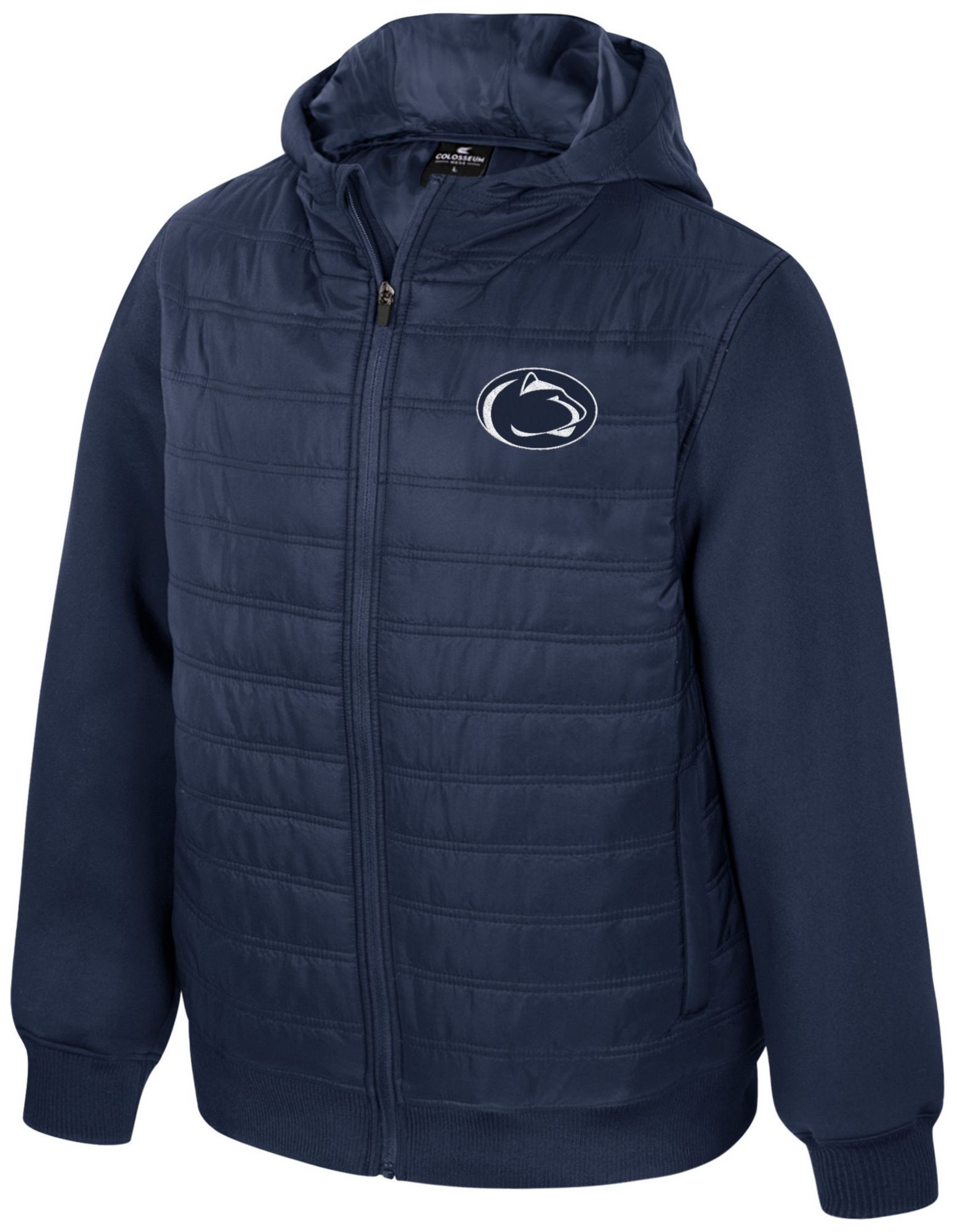 Colosseum Men's Penn State Nittany Lions Scuba Hooded Puffer Jacket, Medium, Blue