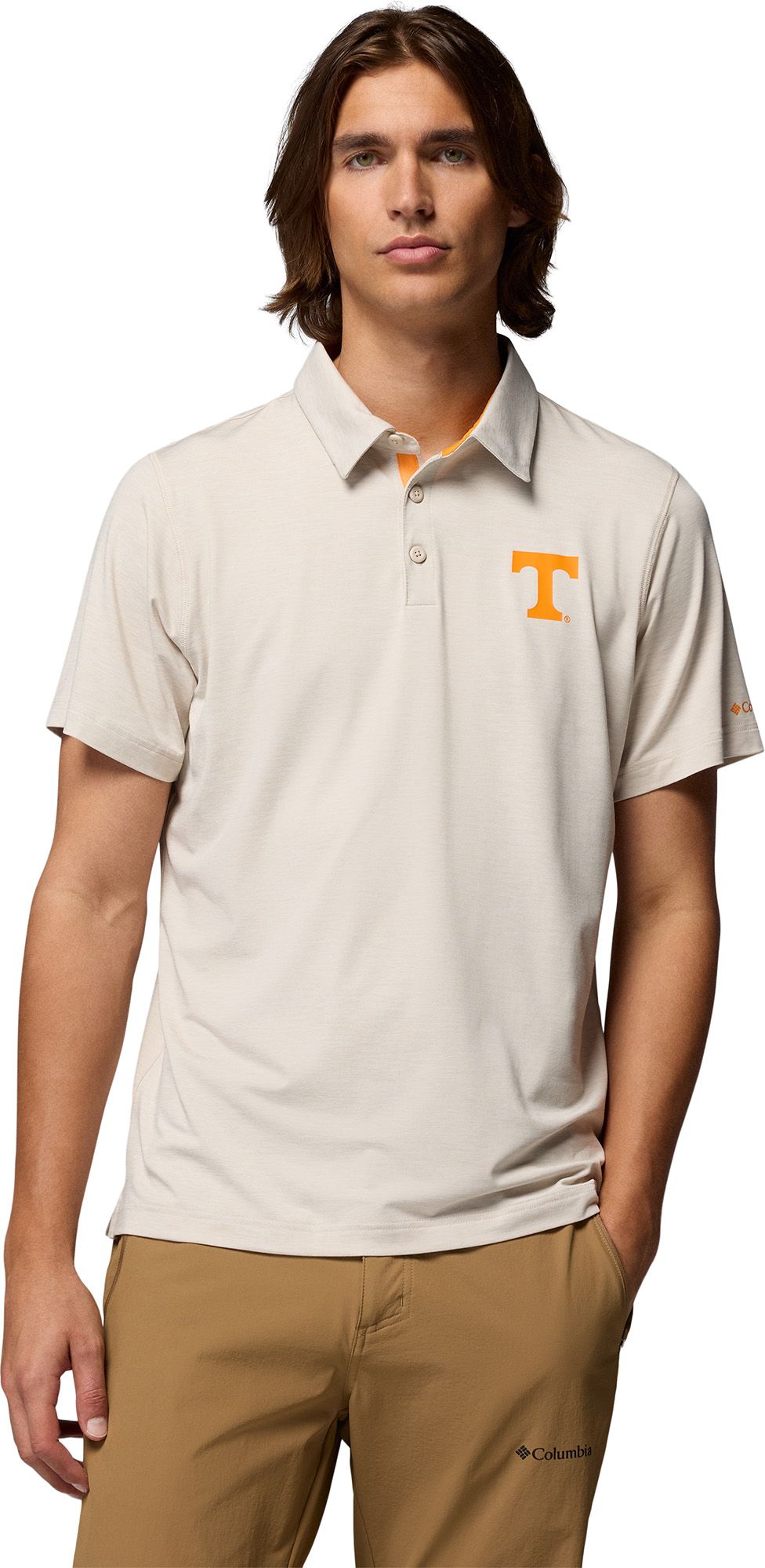 Columbia Men's Tennessee Volunteers Stone Marled Tech Trail Polo