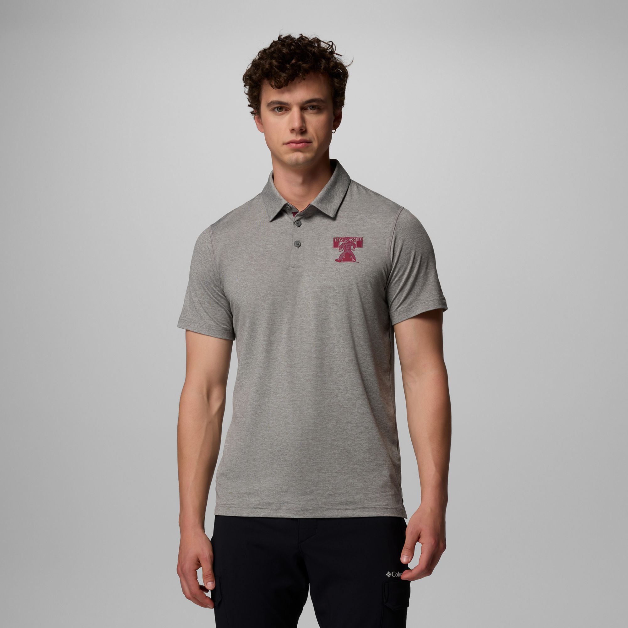 Columbia Men's Texas A&amp;M Aggies Charcoal Marled Tech Trail Polo