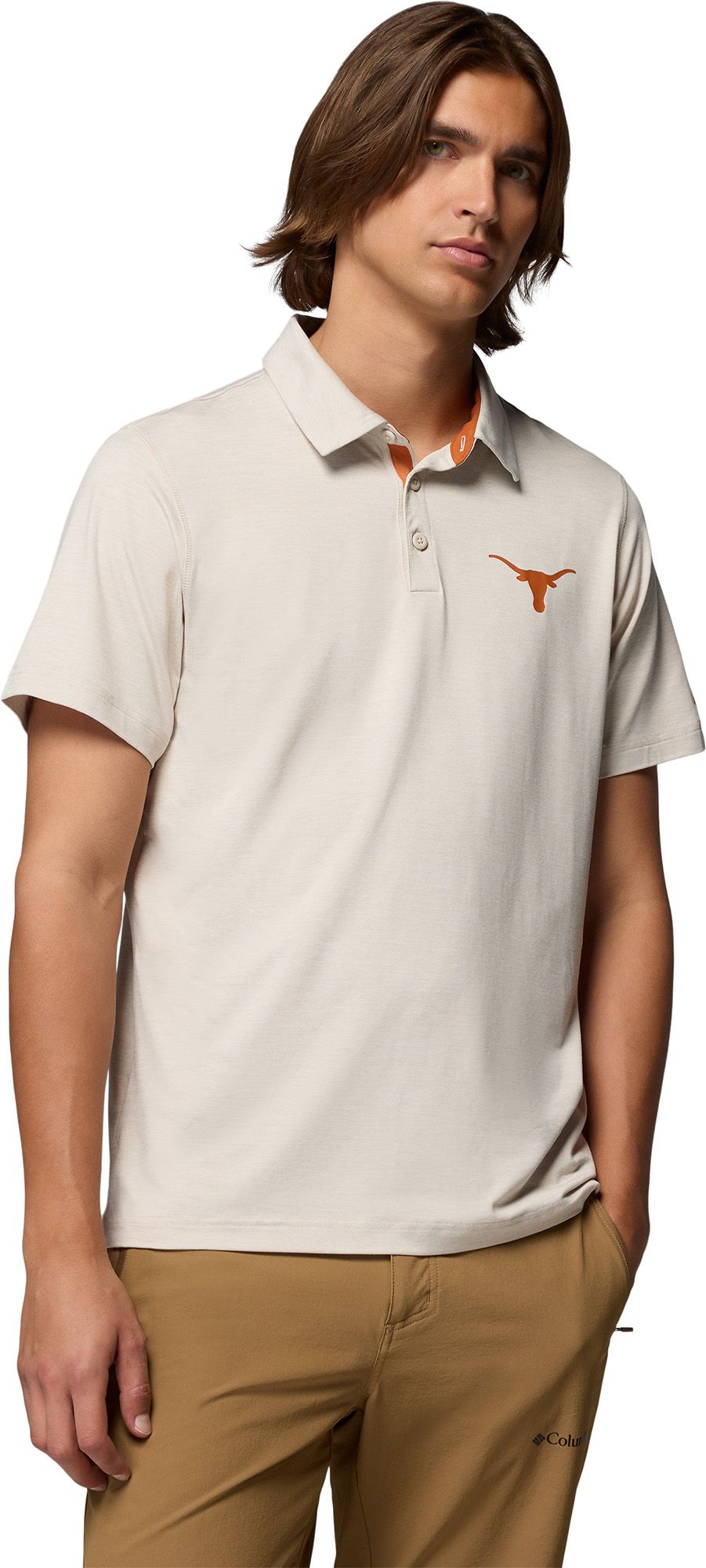 Columbia Men's Texas Longhorns Stone Marled Tech Trail Polo