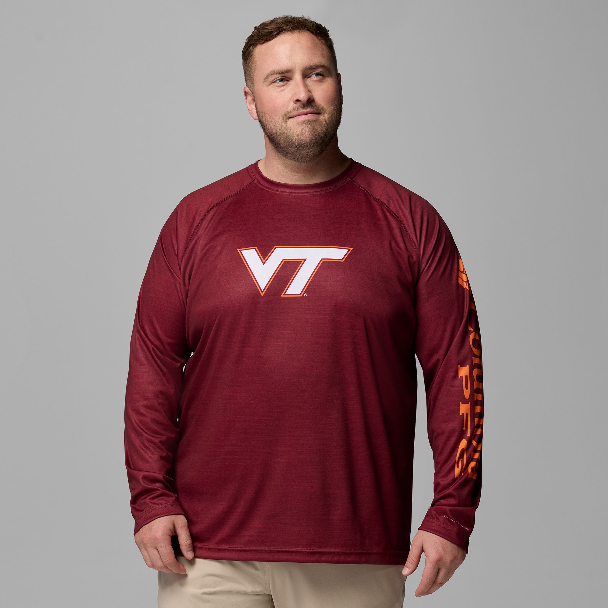 Columbia Men's Virginia Tech Hokies Maroon Terminal Tackle Long Sleeve Shirt