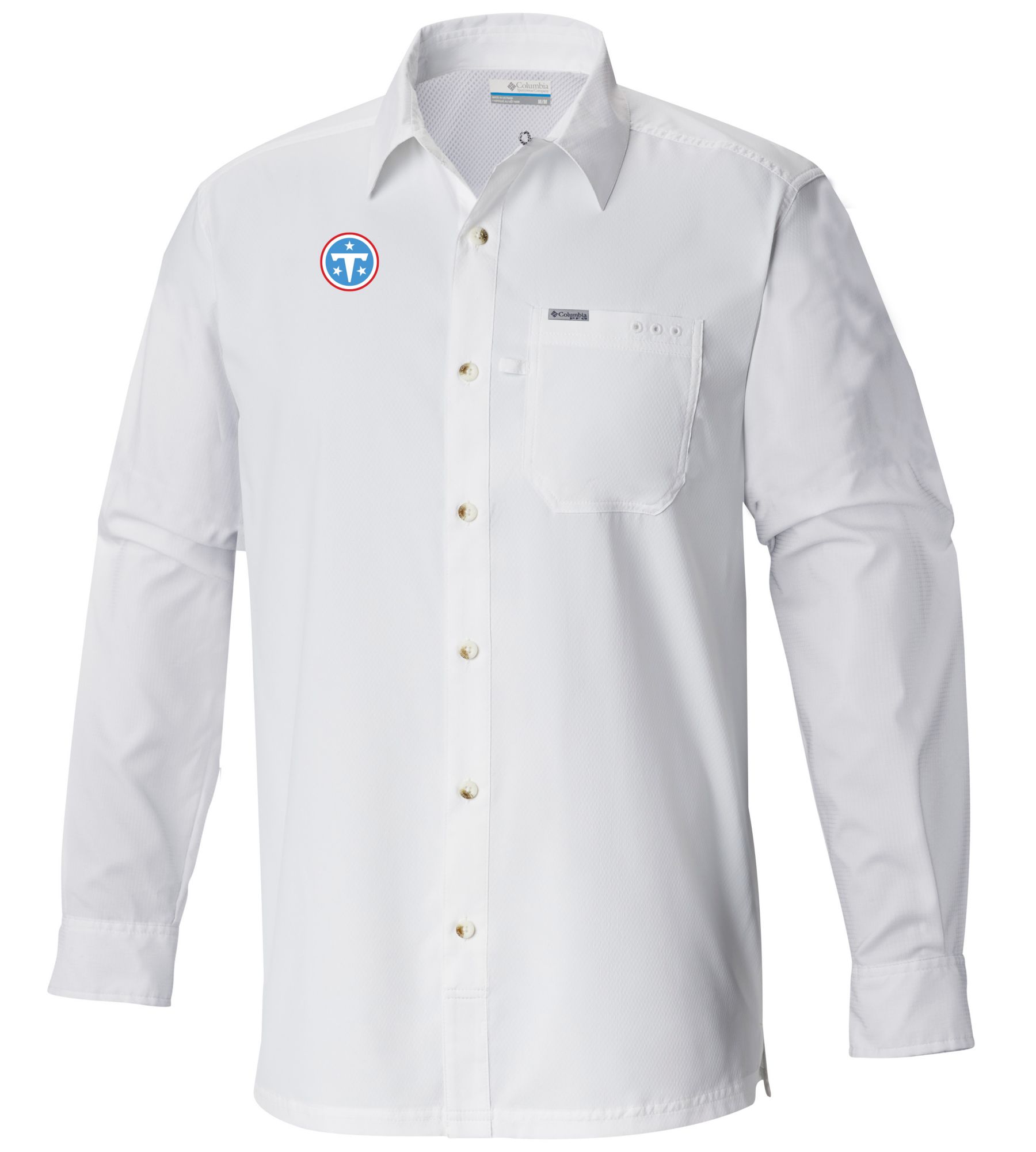 Columbia Men's Tennessee Titans White Slack Tide Short Sleeve Camp Shirt