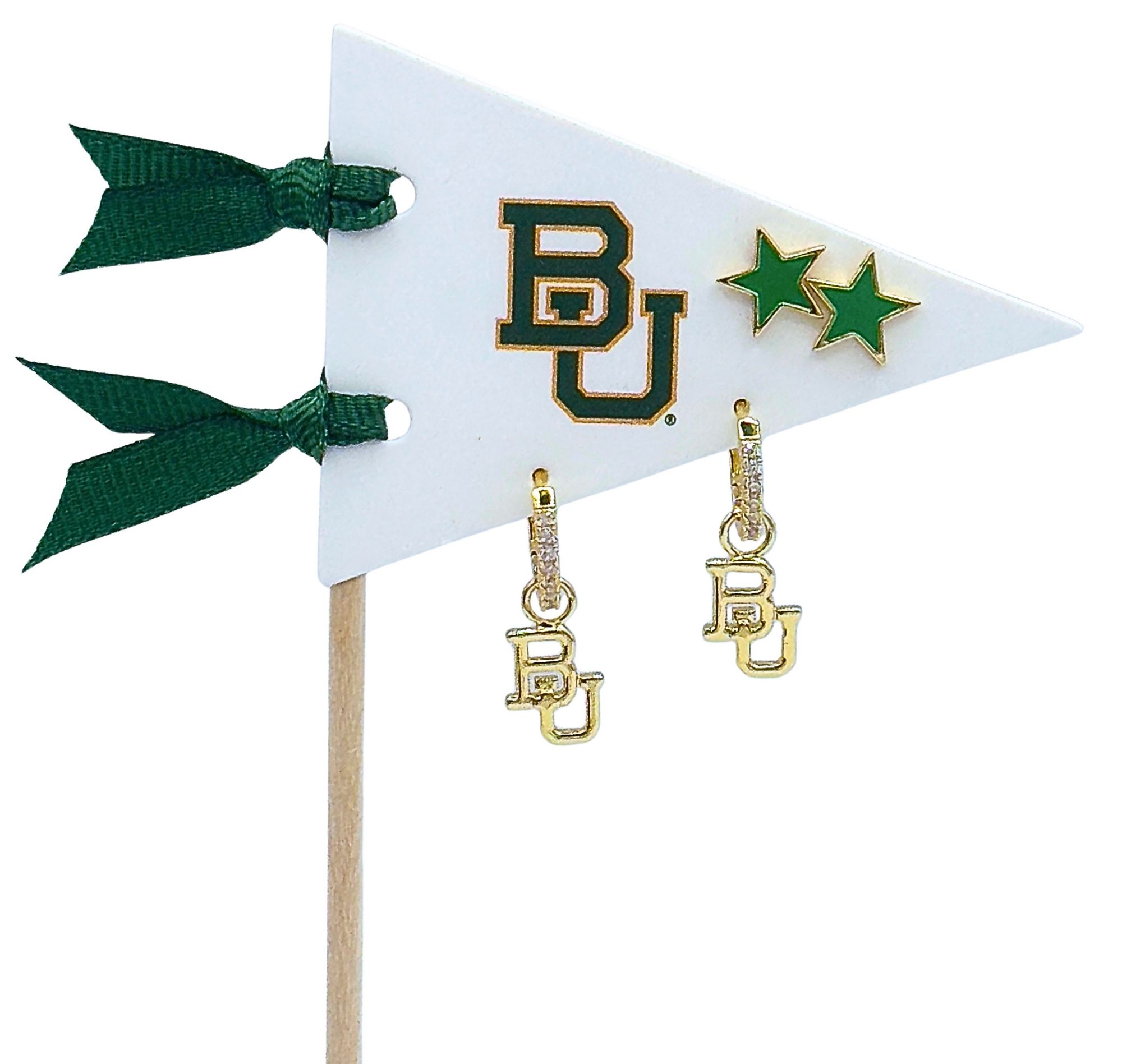Color Shout Women's Baylor University  Pennant Pair Earring Set