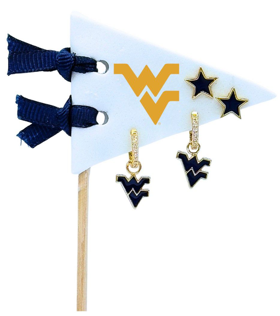 Color Shout Women's West Virginia Pennant Pair Earring Set
