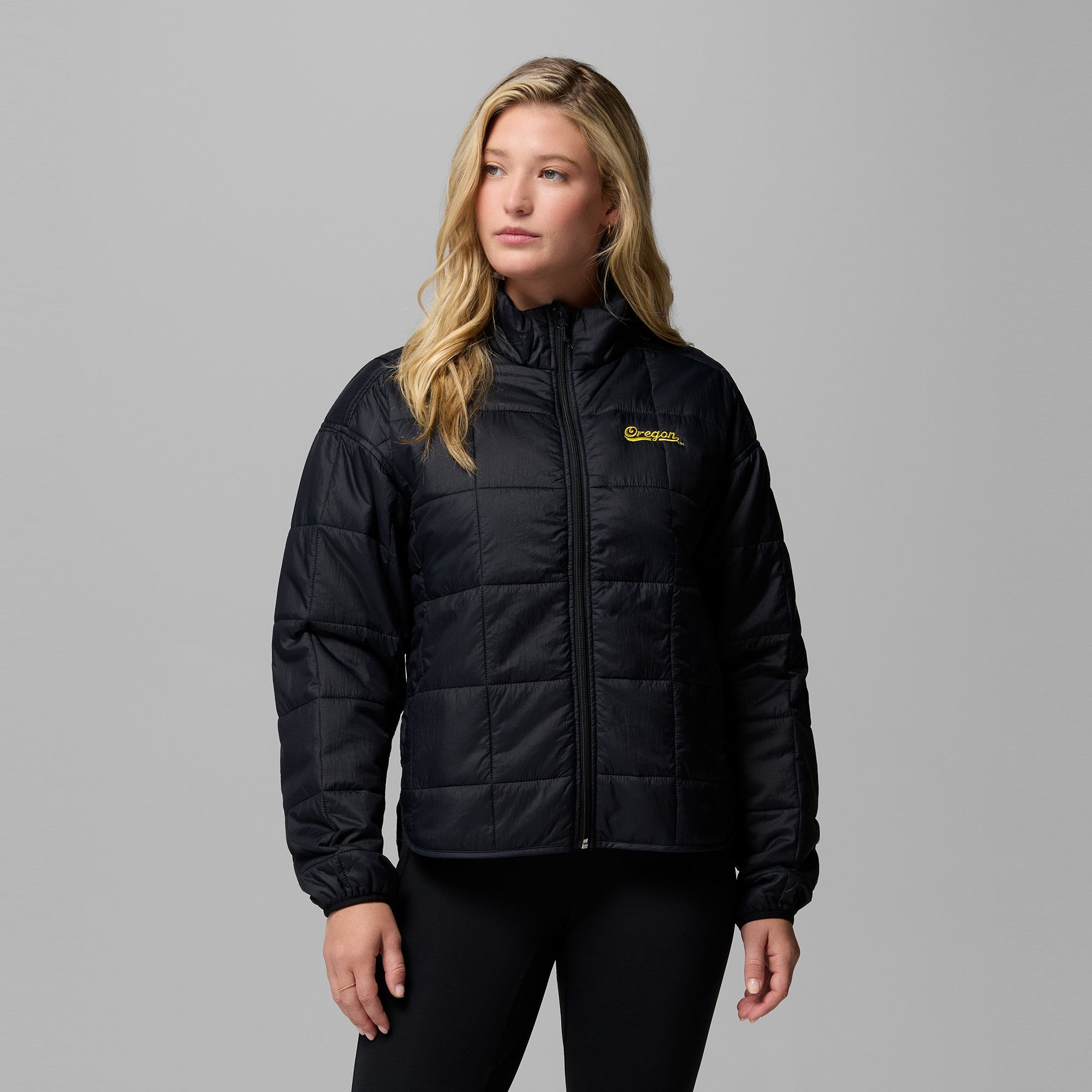 Columbia Women's Oregon Ducks Sienna Hill Full-Zip Quilted Jacket, Large, Black
