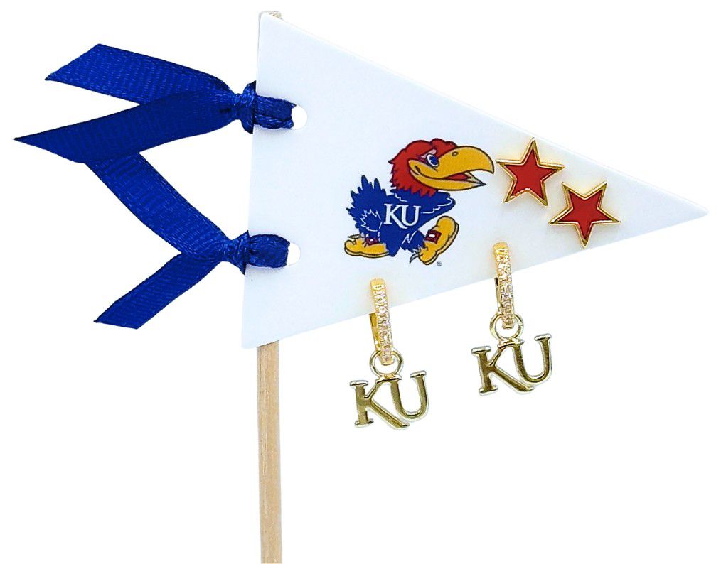 Color Shout Women's Kansas University Pennant Pair Earring Set