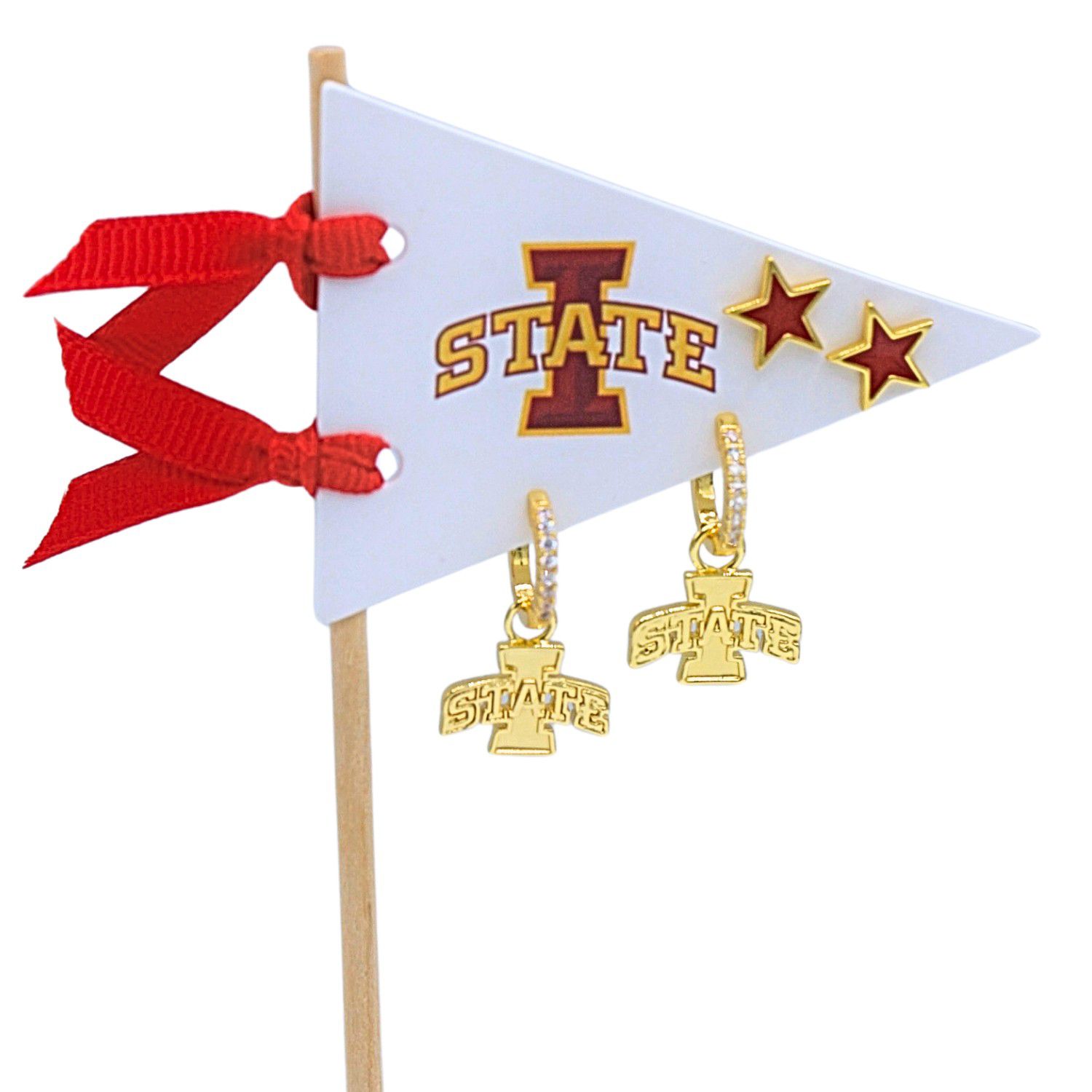 Color Shout Women's Iowa State University  Pennant Pair Earring Set