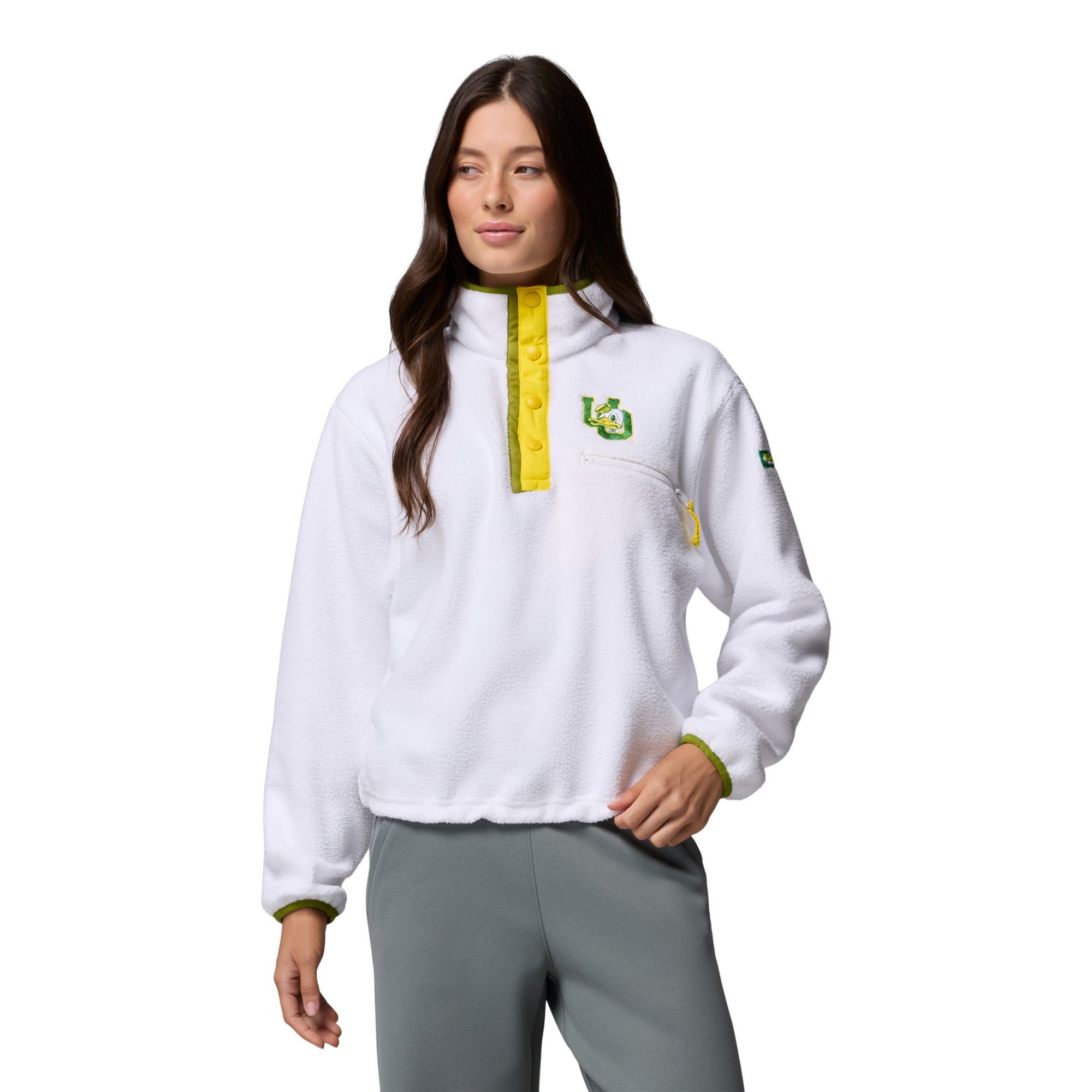 Columbia Women's Oregon Ducks Helvetia Half Snap Fleece Pullover