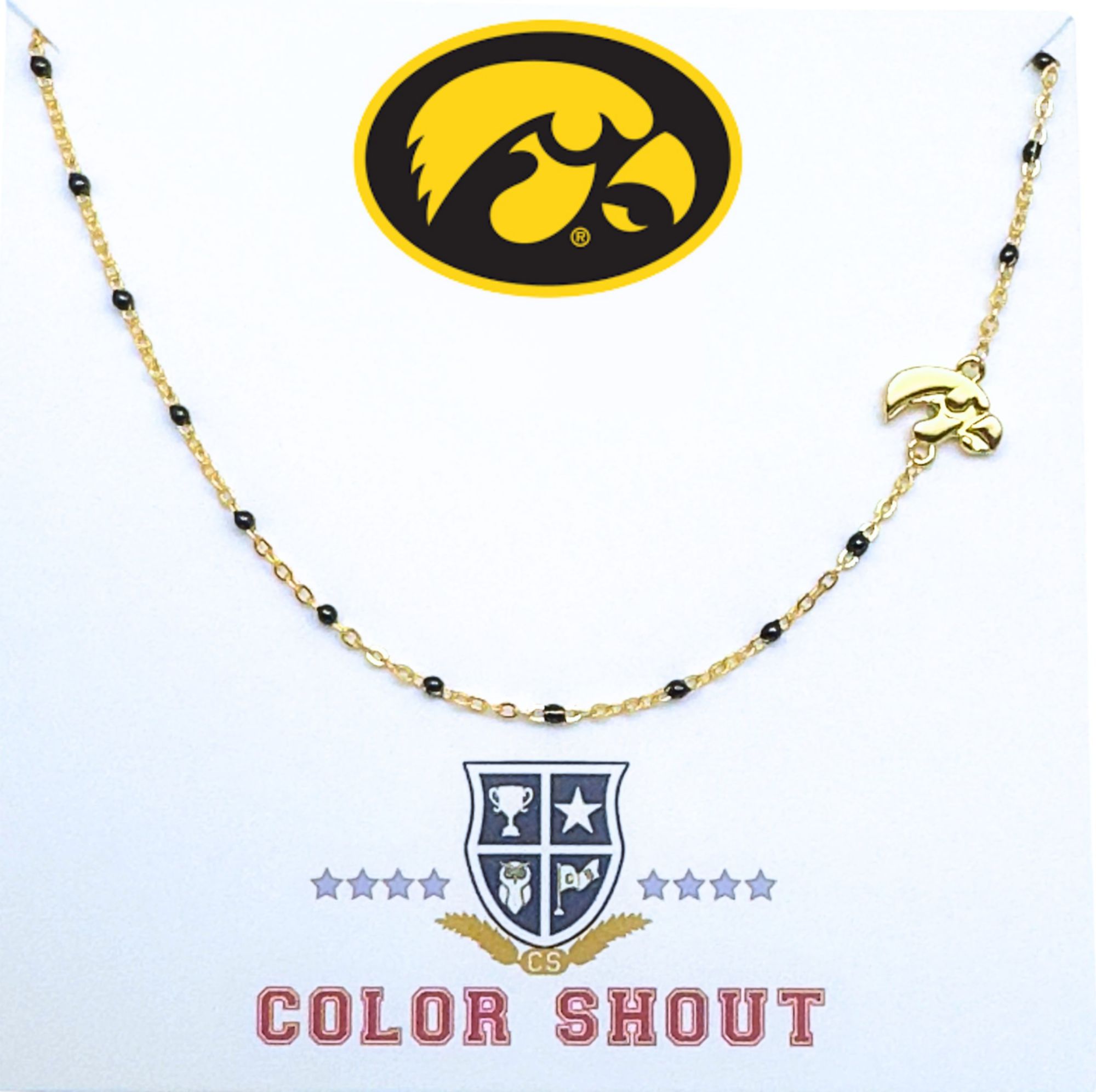 Color Shout Women's Iowa hawkeyes Side Set College Logo Necklace With Enamel Beads