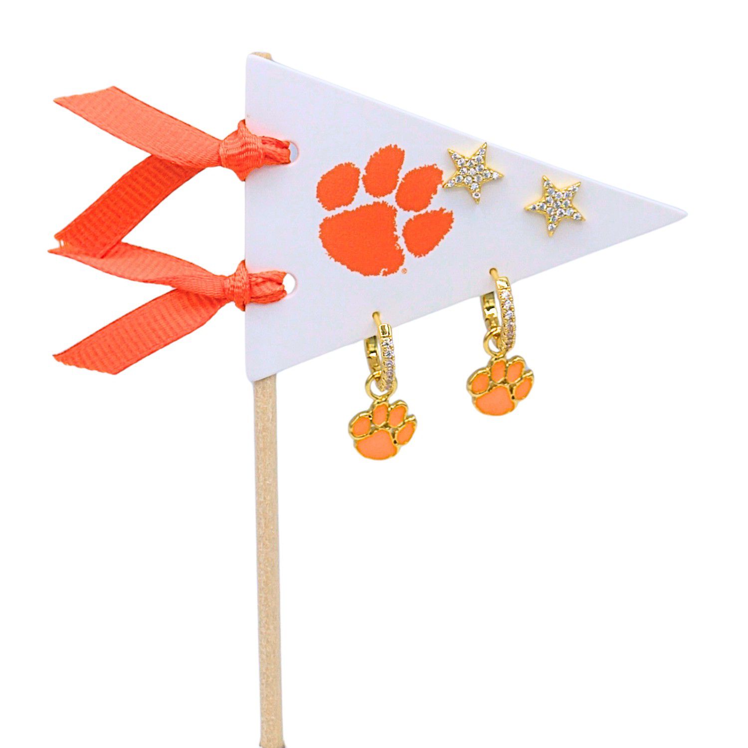 Color Shout Women's Clemson University Pennant Pair Earring Set