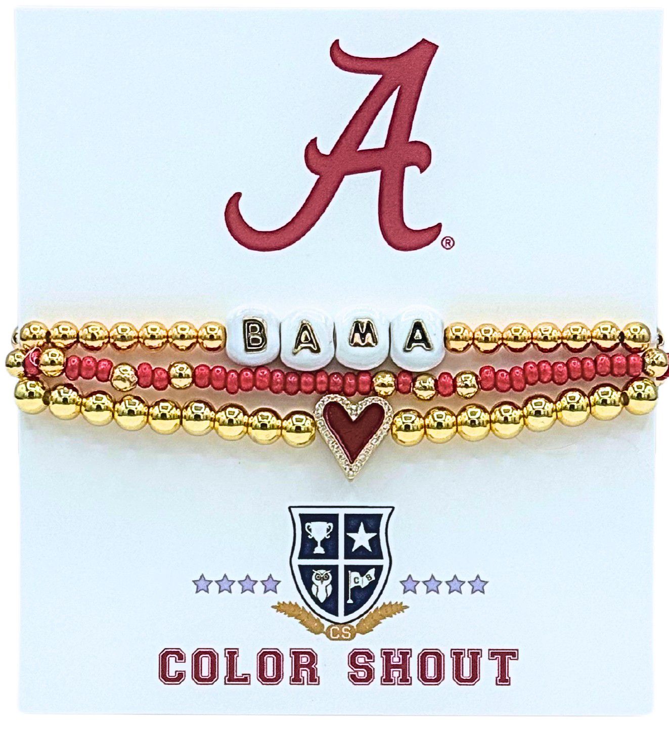 Color Shout Women's Alabama Love My College Bracelet Stack