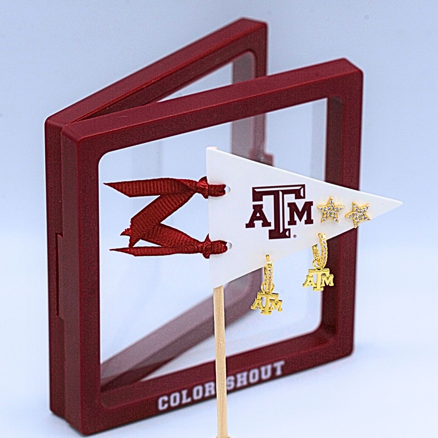 Color Shout Texas A&amp;M Aggies Logo Huggie And Star Earring Set