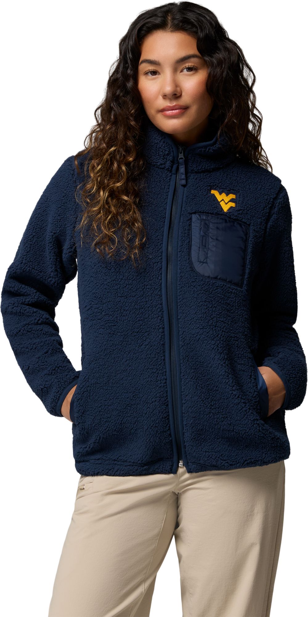 Columbia Women's West Virginia Mountaineers West Bend Full-Zip Fleece Jacket, Small, Black
