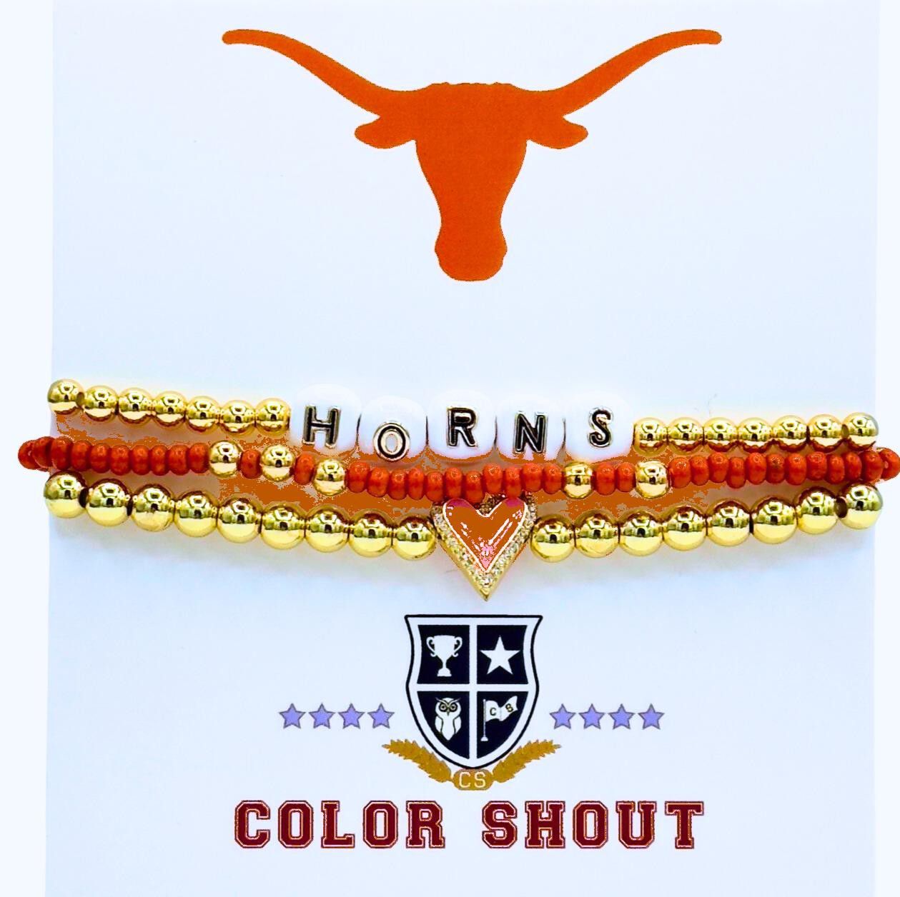 Color Shout Women's University Of Texas Love My College Bracelet Stack