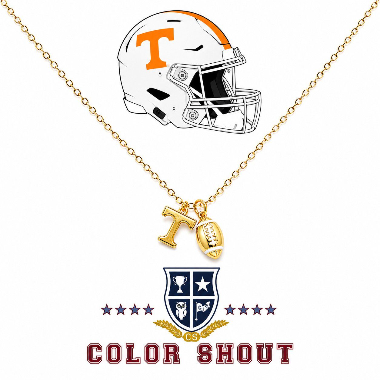 Color Shout Women's University Of Tennessee Football Charm Necklace