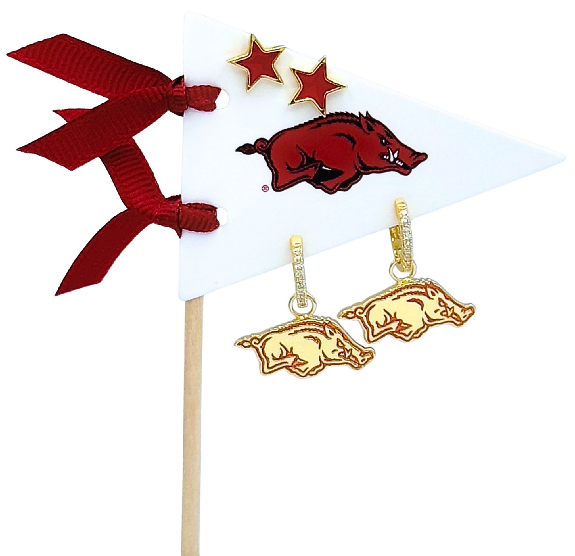 Color Shout Women's University Of Arkansas  Pennant Pair Earring Set