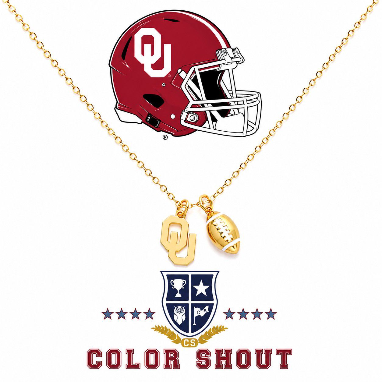Color Shout Women's Oklahoma University Football Charm Necklace