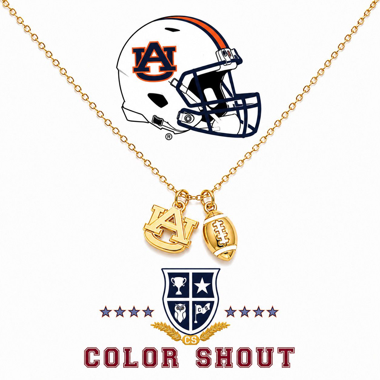 Color Shout Women's Auburn University Football Charm Necklace