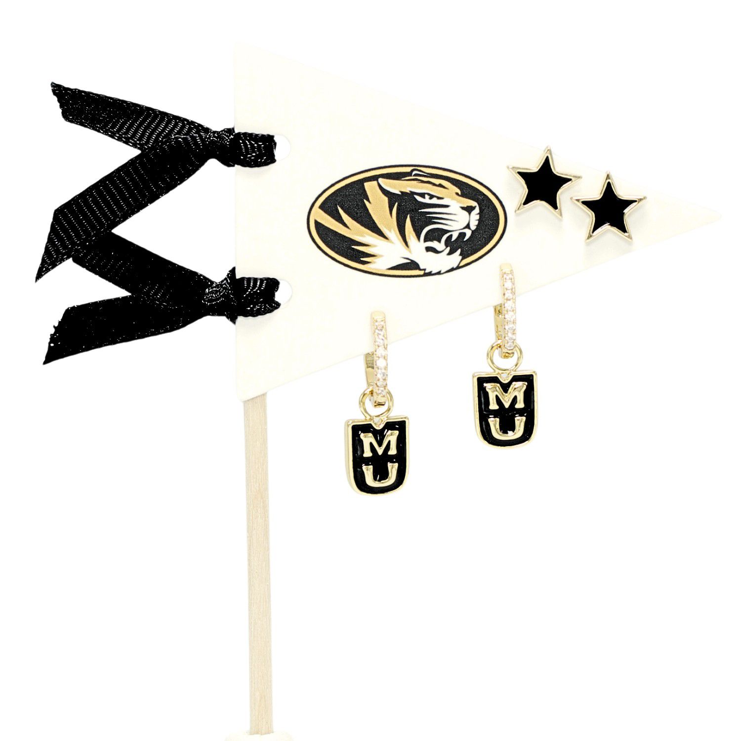 Color Shout Women's University Of Missouri Pennant Pair Earring Set