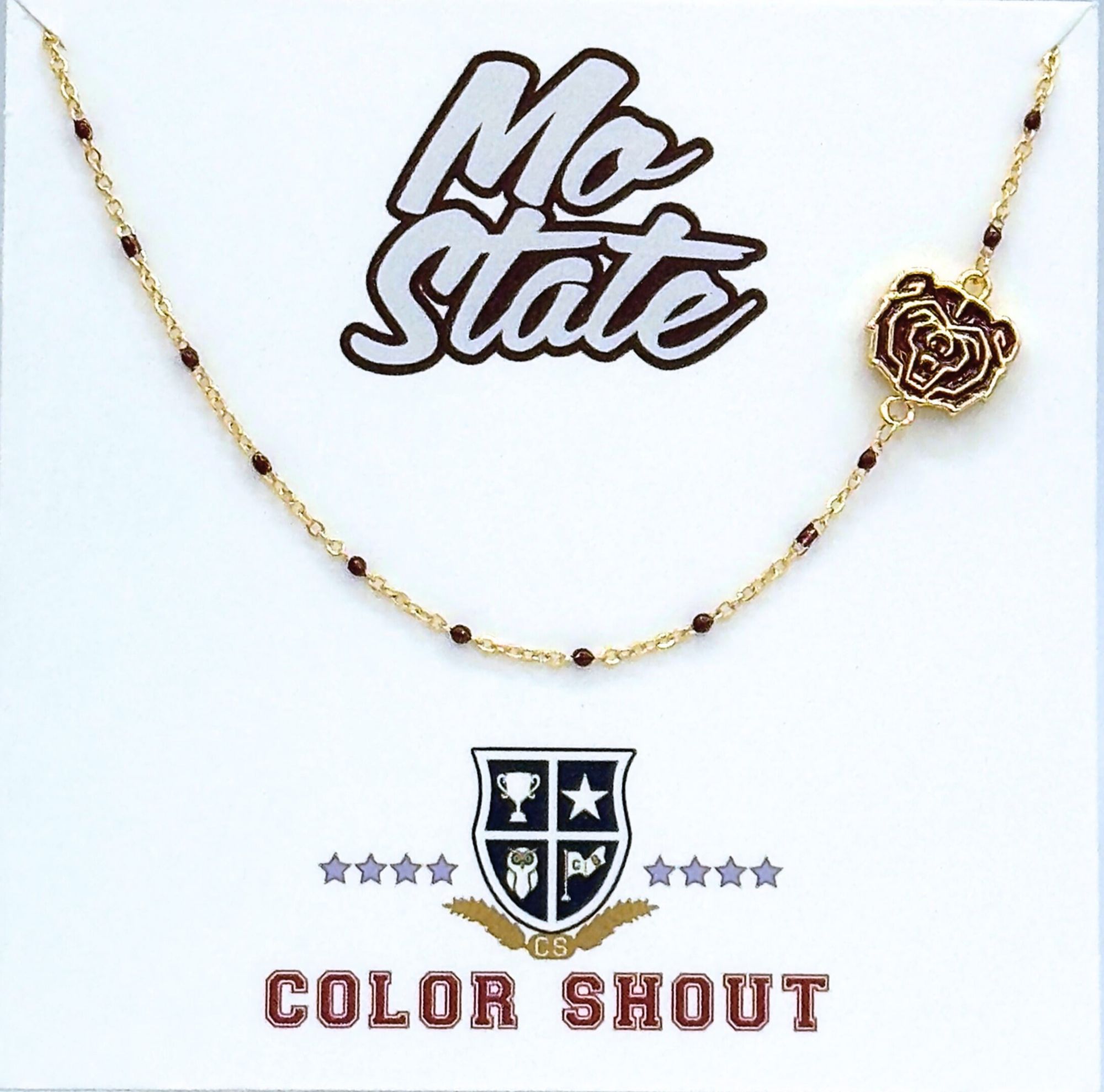 Color Shout Women's Missouri State Bears Side Set College Logo Necklace With Enamel Beads