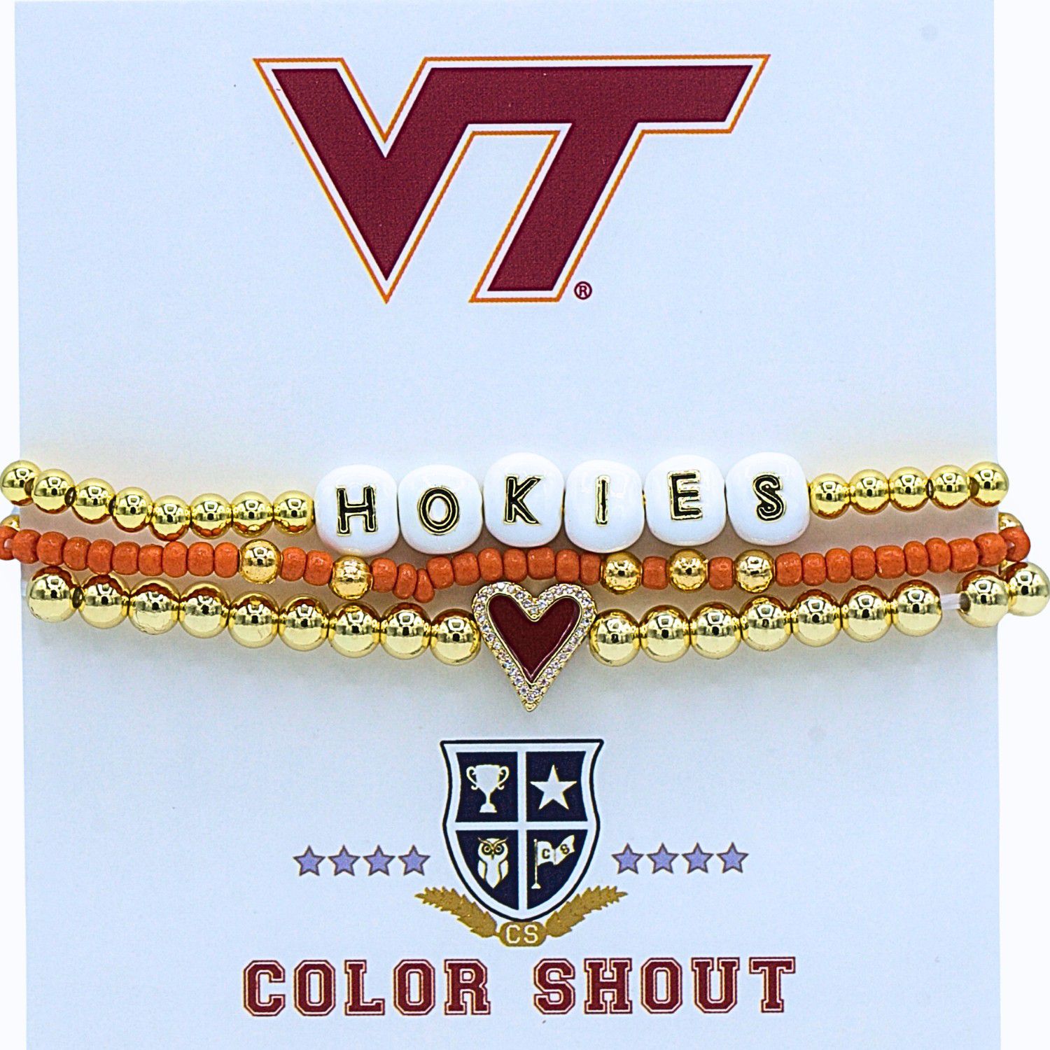 Color Shout Women's Virginia Tech Love My College Bracelet Stack