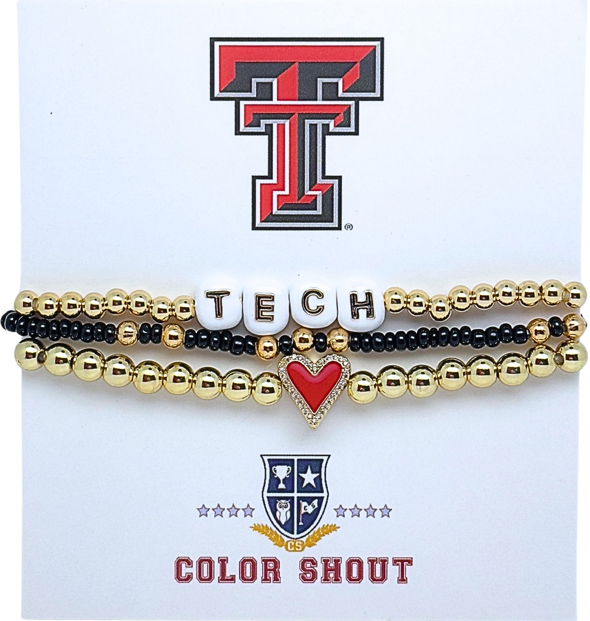 Color Shout Women's Texas Tech Love My College Bracelet Stack