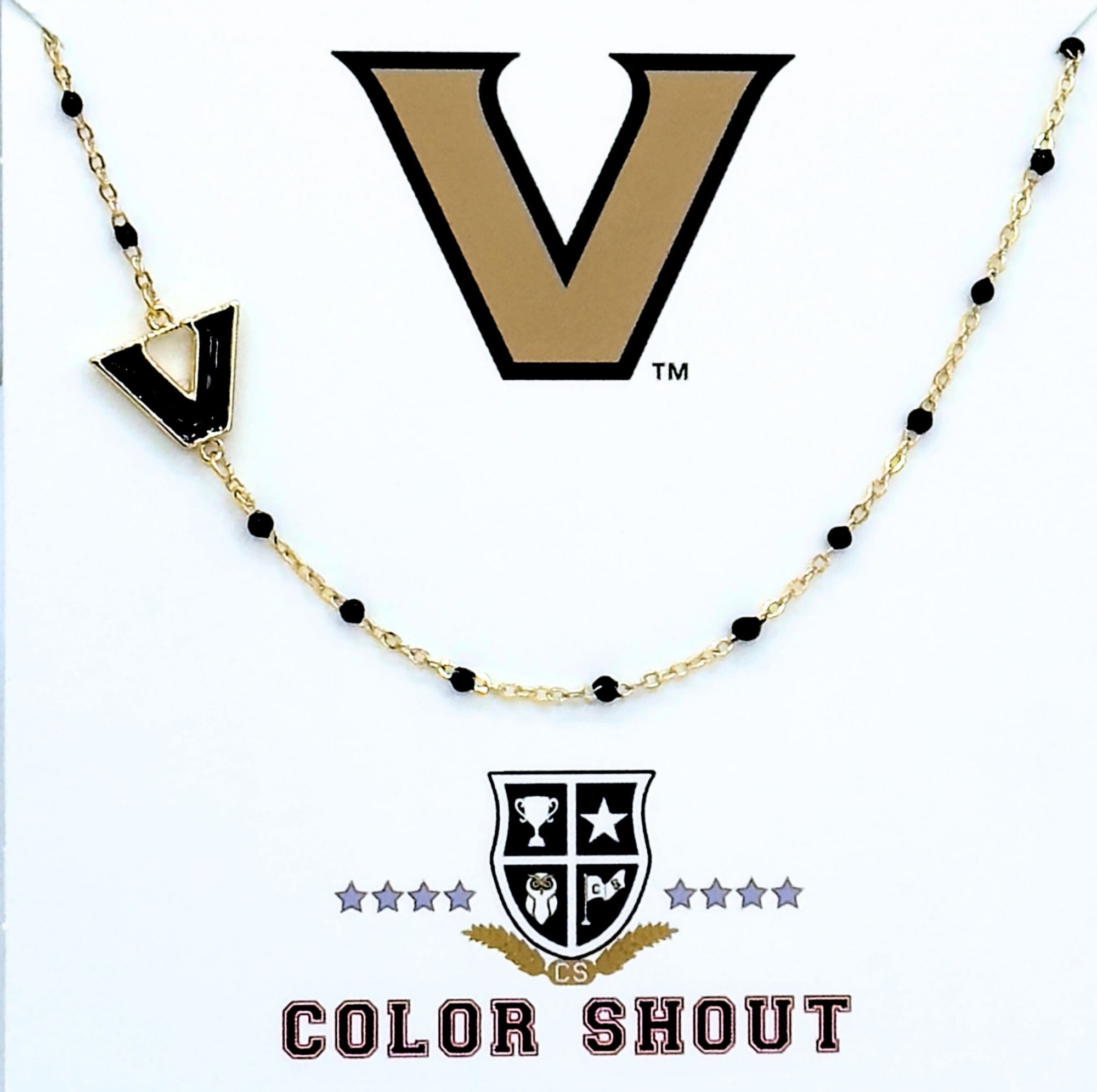 Color Shout Women's Vanderbilt Commodores Side Set College Logo Necklace With Enamel Beads