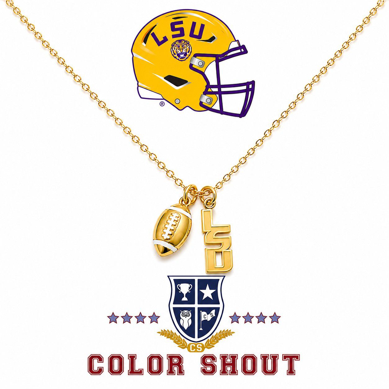 Color Shout Women's Louisiana State University Football Charm Necklace