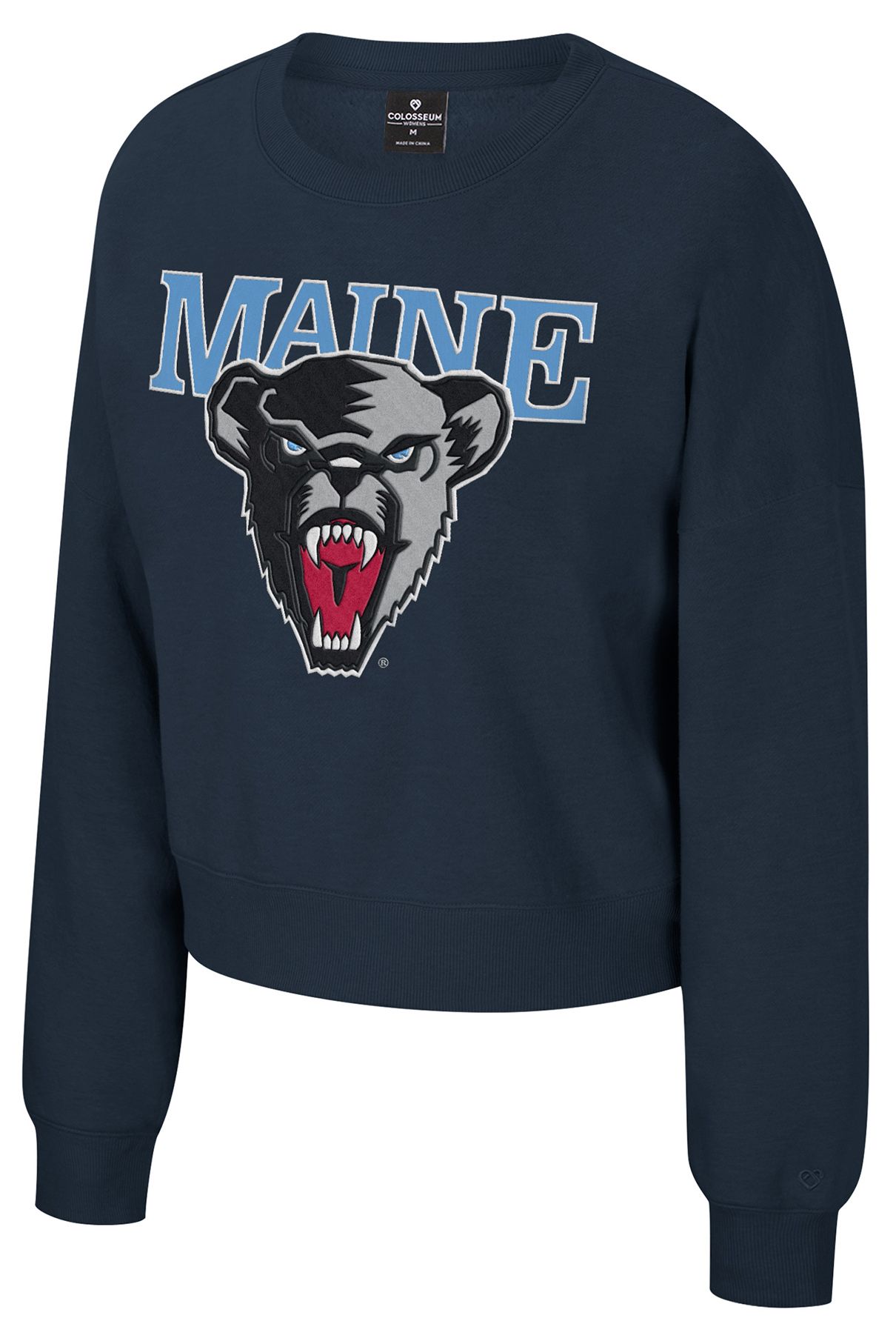 Colosseum Women's Maine Black Bears Navy Crewneck Sweatshirt