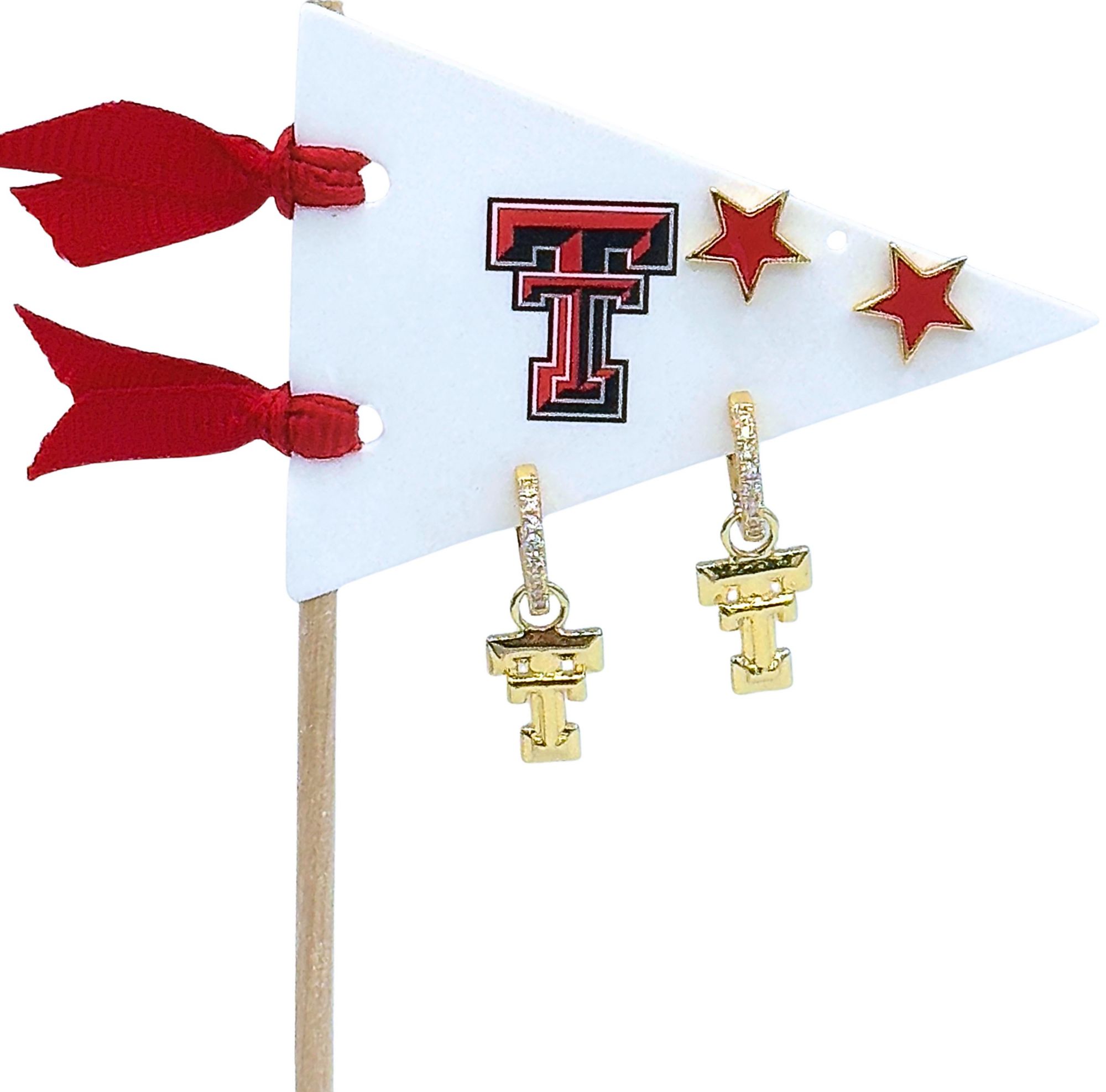 Color Shout Women's Texas Tech  Pennant Pair Earring Set