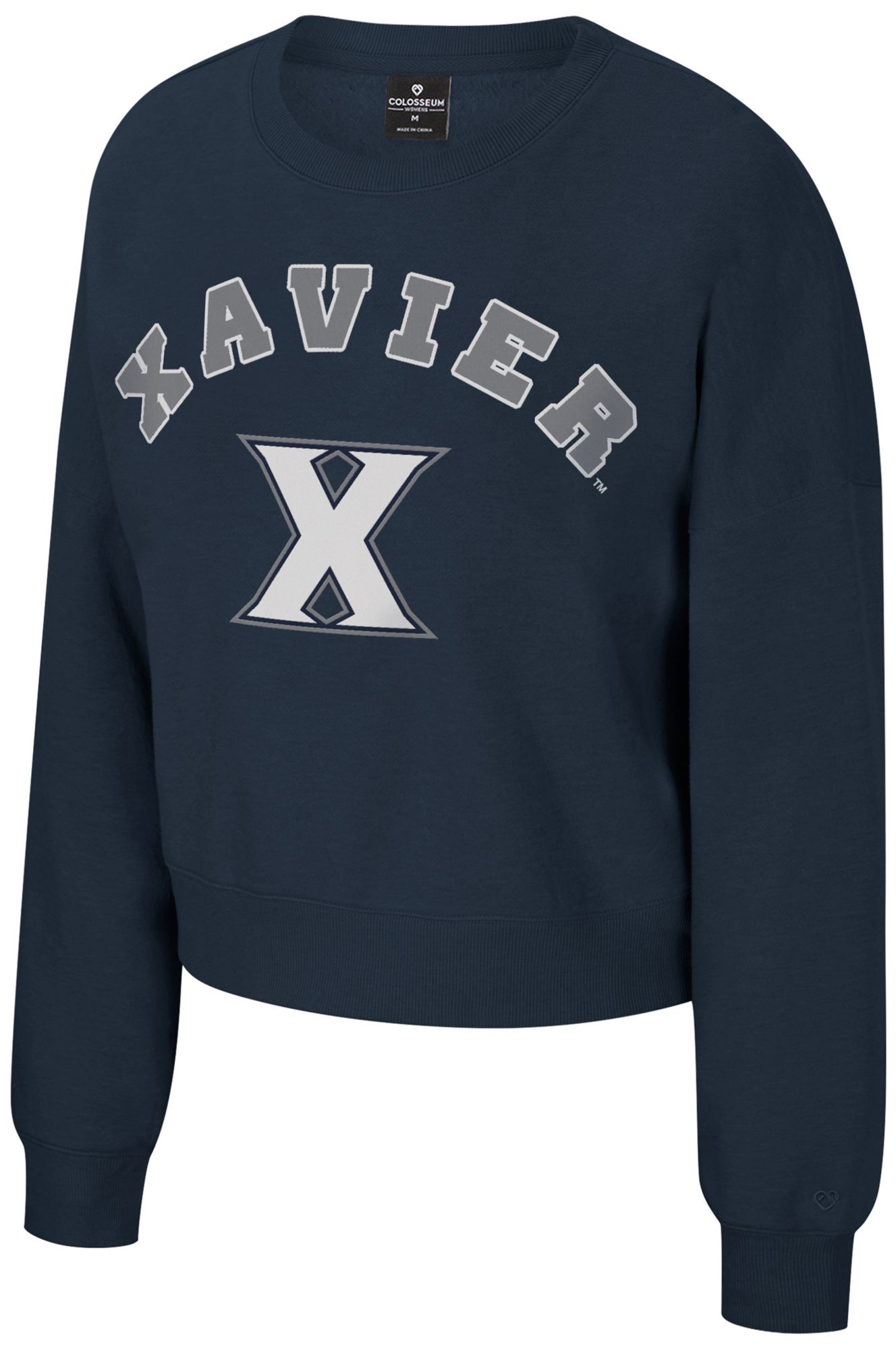 Colosseum Women's Xavier Musketeers Navy Crewneck Sweatshirt