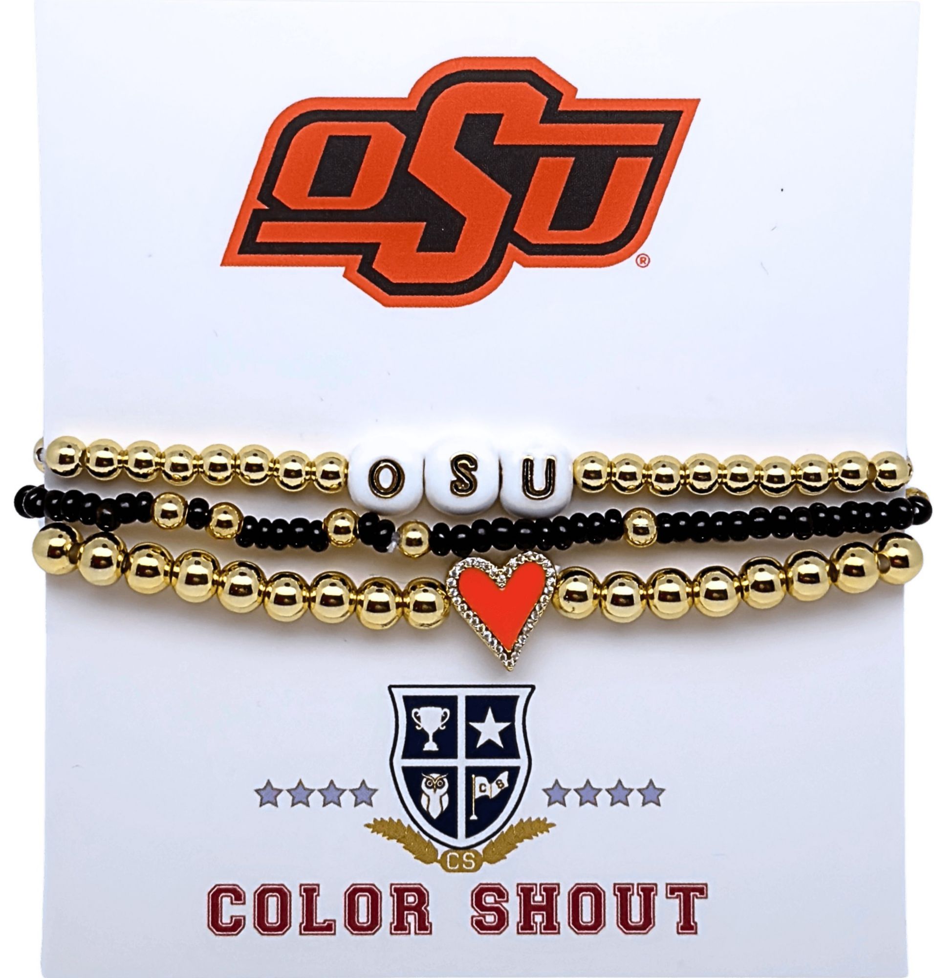 Color Shout Women's Oklahoma State Love My College Bracelet Stack