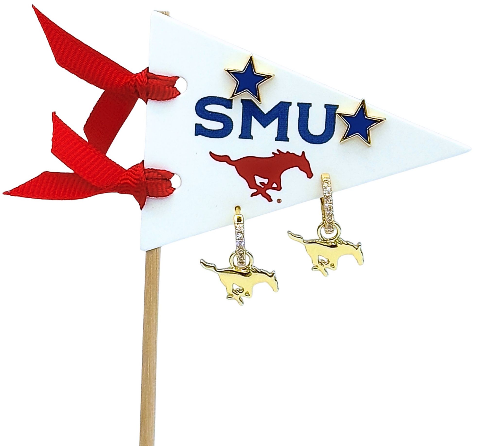 Color Shout Women's Southern Methodist University Pennant Pair Earring Set