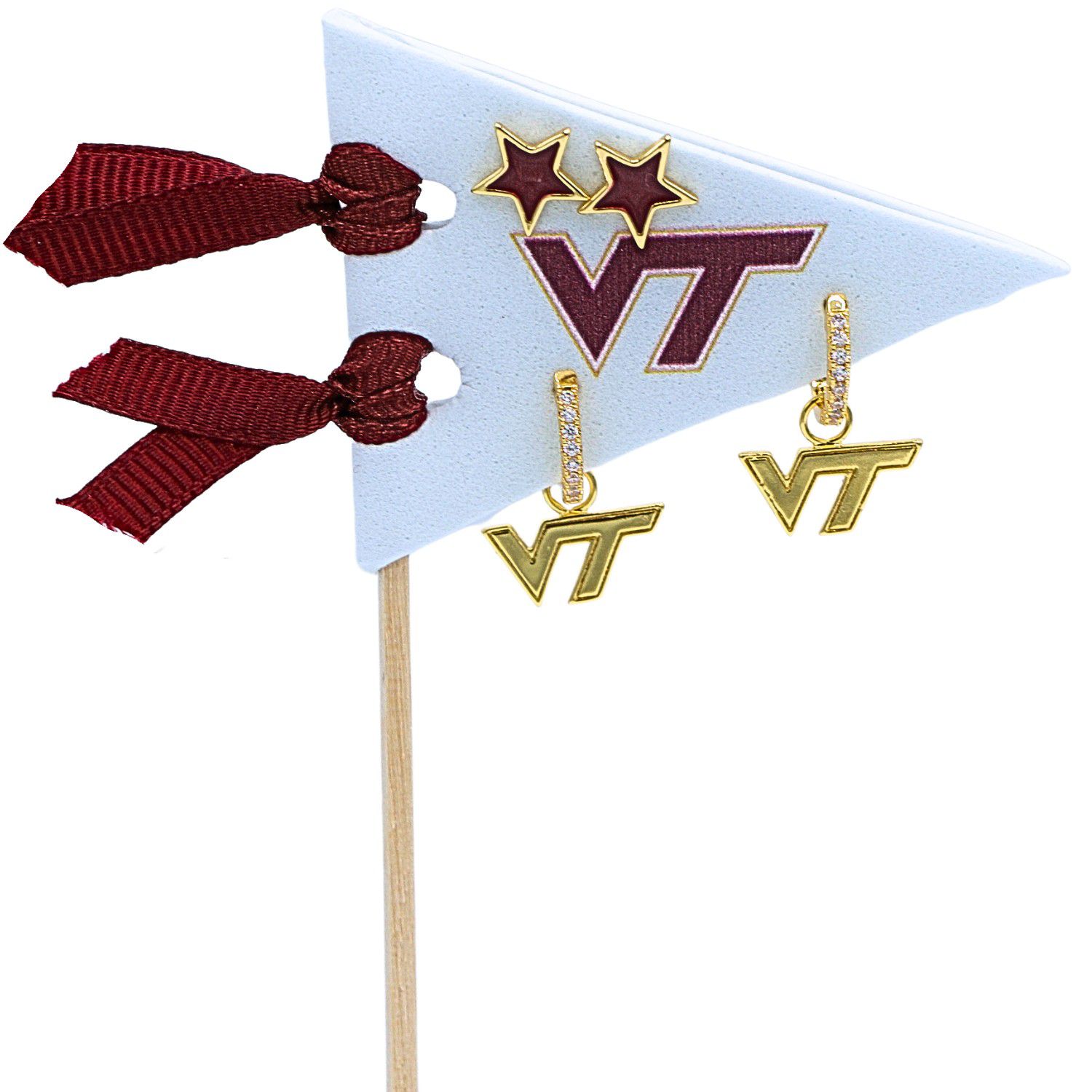 Color Shout Women's Virginia Tech Pennant Pair Earring Set