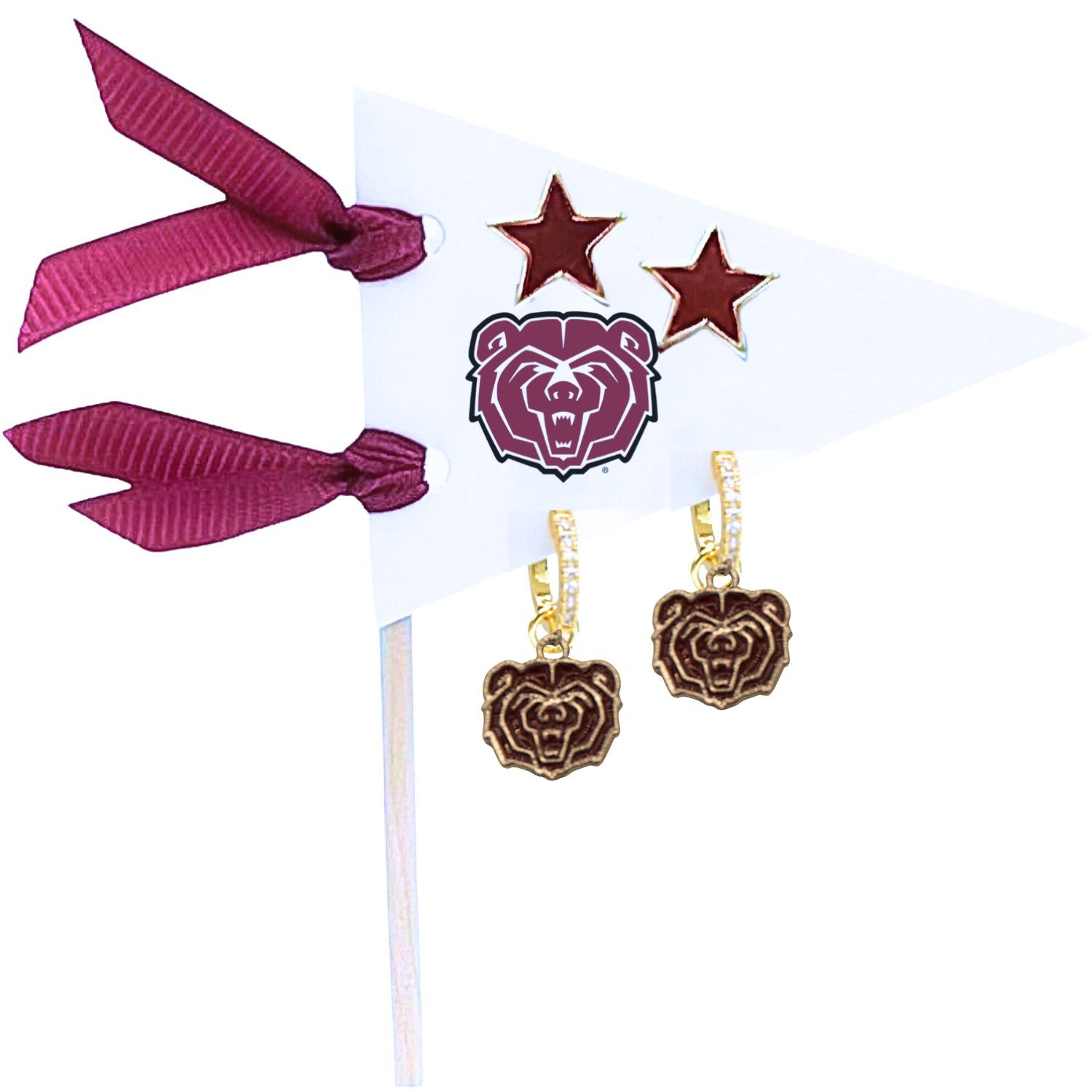Color Shout Women's Missouri State University Pennant Pair Earring Set