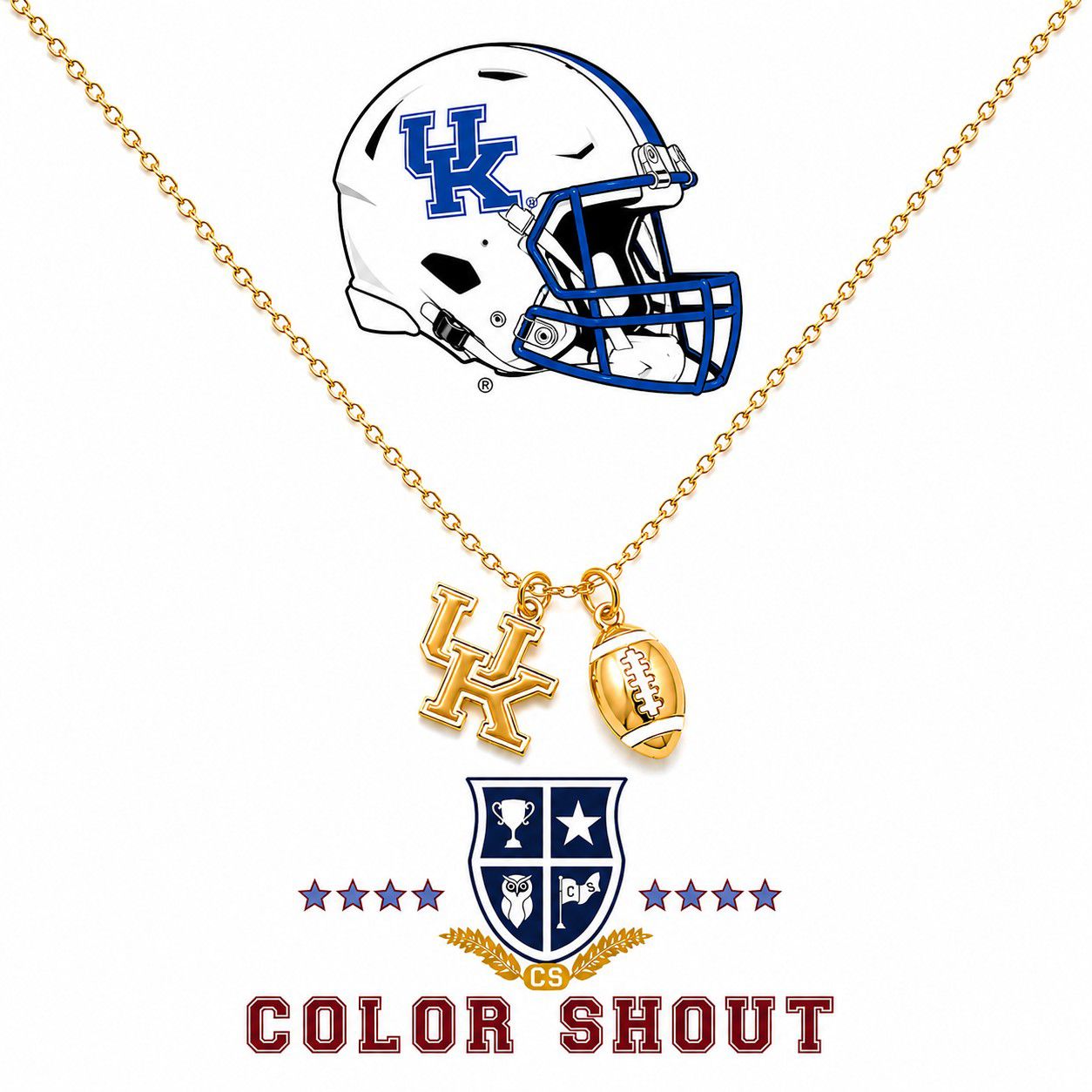 Color Shout Women's University Of Kentucky Football Charm Necklace