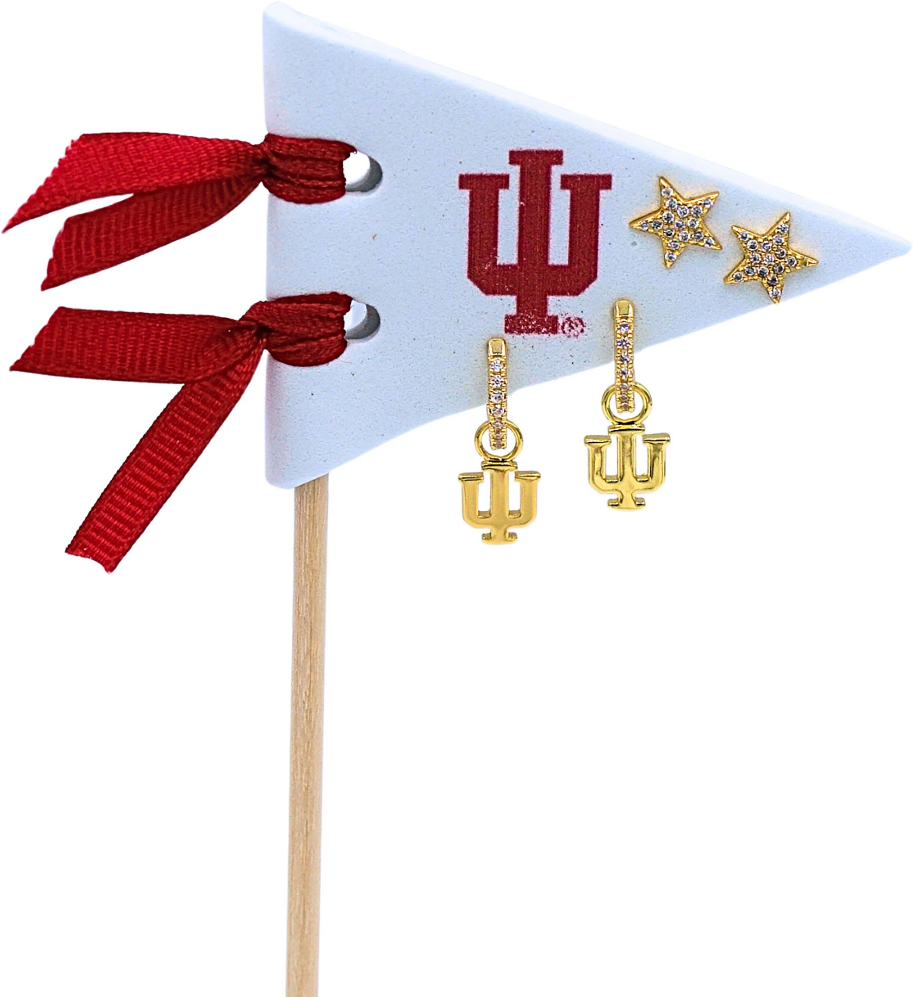 Color Shout Indiana Hoosiers Logo Huggie And Star Earring Set