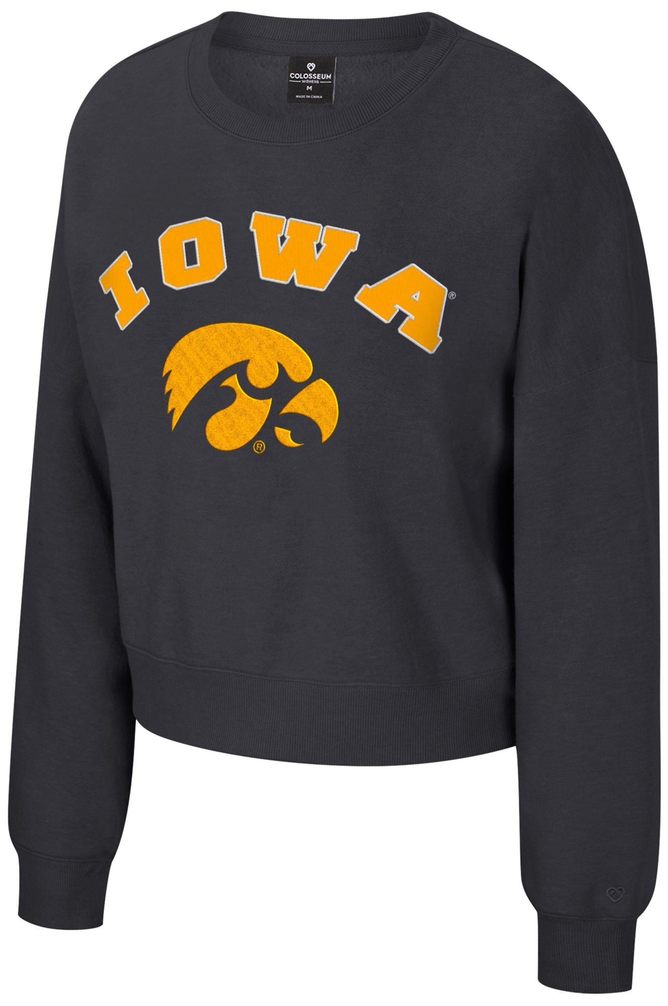 Colosseum Women's Iowa Hawkeyes Black Crewneck Sweatshirt