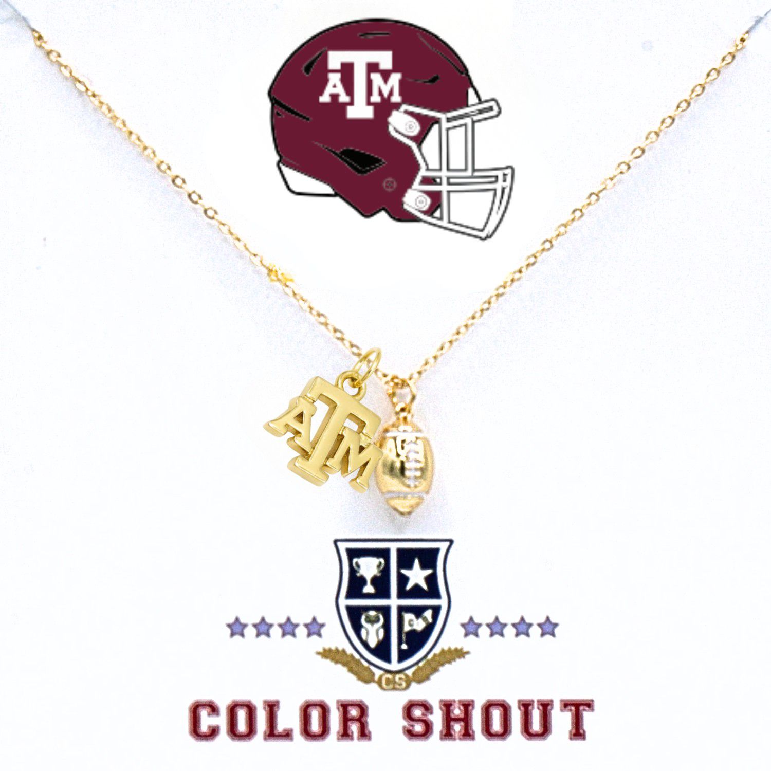 Color Shout Women's Texas A&amp;M University Football Charm Necklace