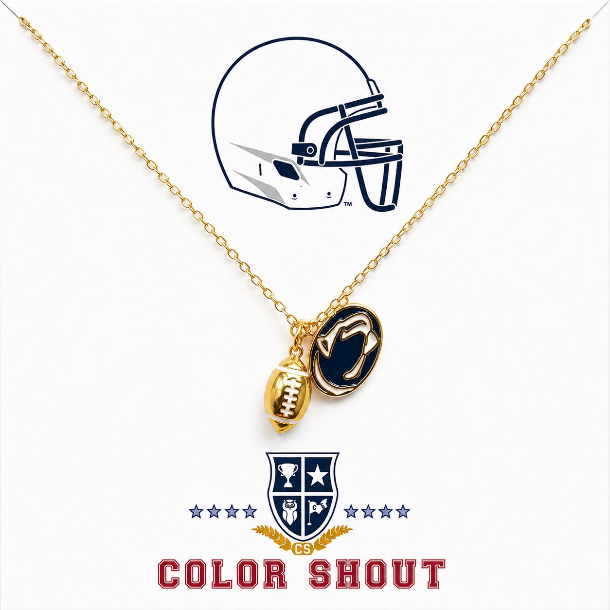 Color Shout Women's Pennsylvania State University Football Charm Necklace