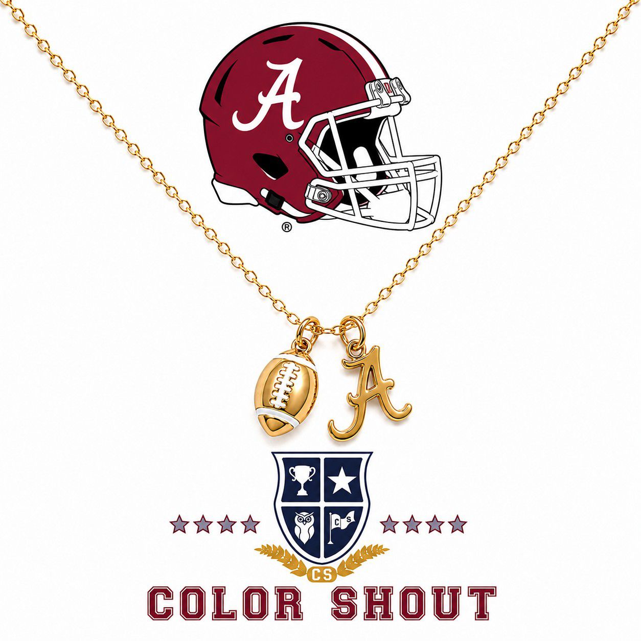 Color Shout Women's University Of Alabama Football Charm Necklace