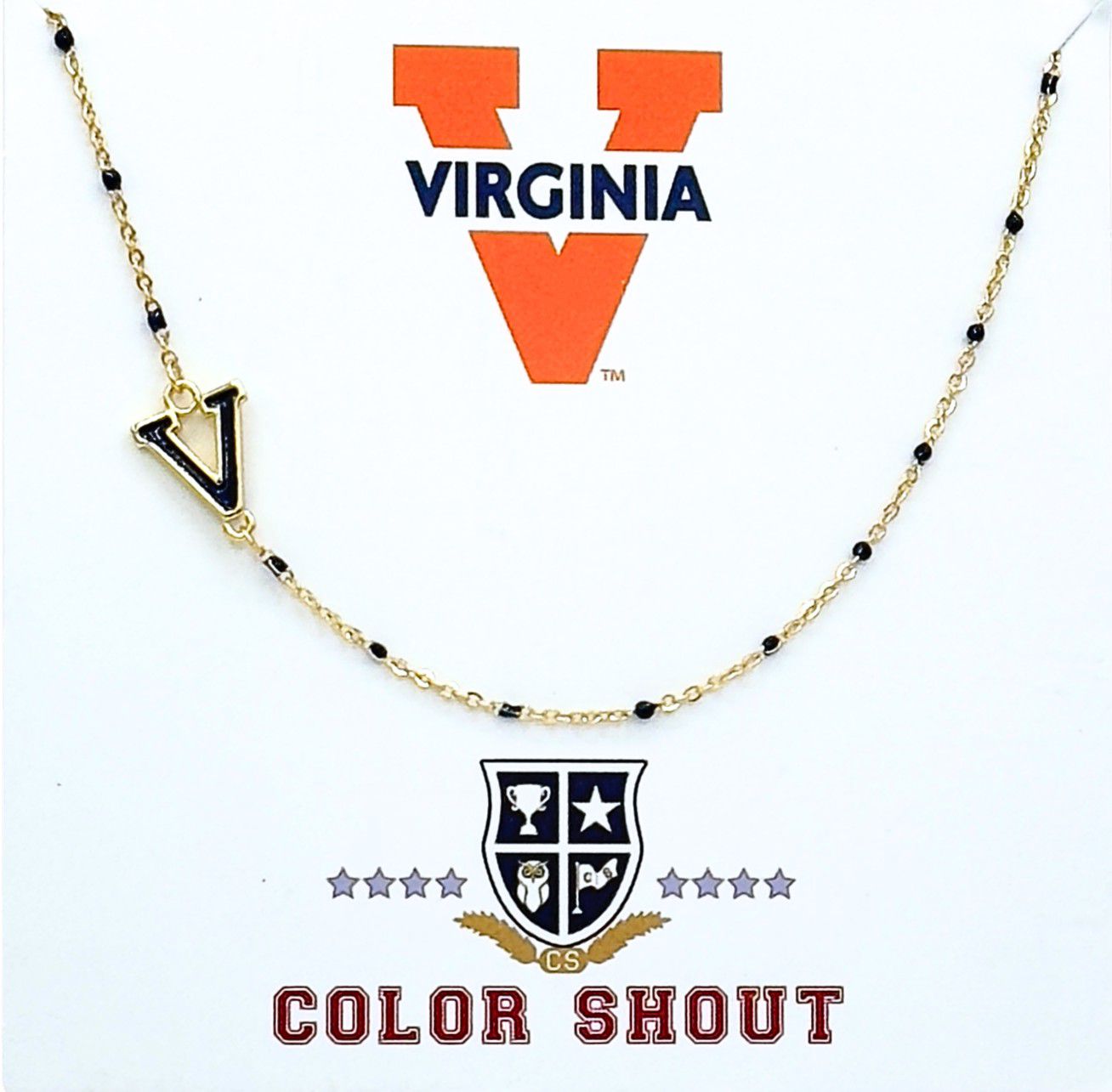 Color Shout Women's Virginia Cavaliers Side Set College Logo Necklace With Enamel Beads