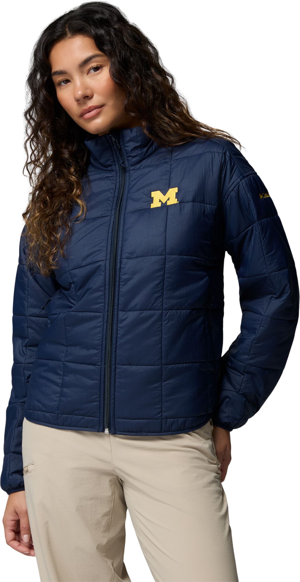 Columbia Women's Michigan Wolverines Sienna Hill Full-Zip Quilted Jacket, Large, Blue