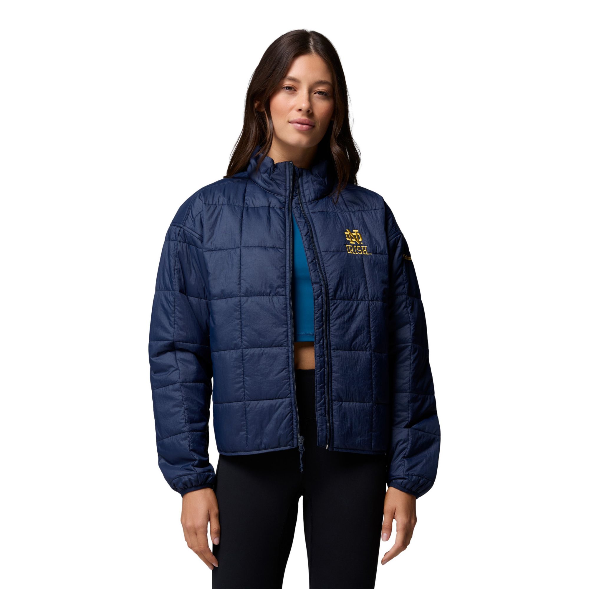 Columbia Women's Notre Dame Fighting Irish Sienna Hill Full-Zip Quilted Jacket, Large, Blue