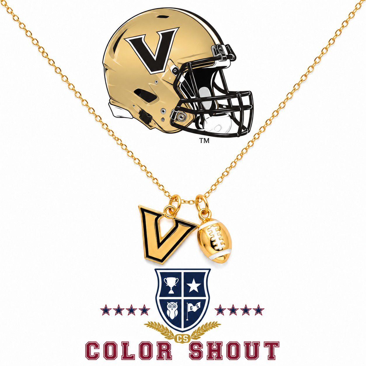Color Shout Women's Vanderbilt University Football Charm Necklace