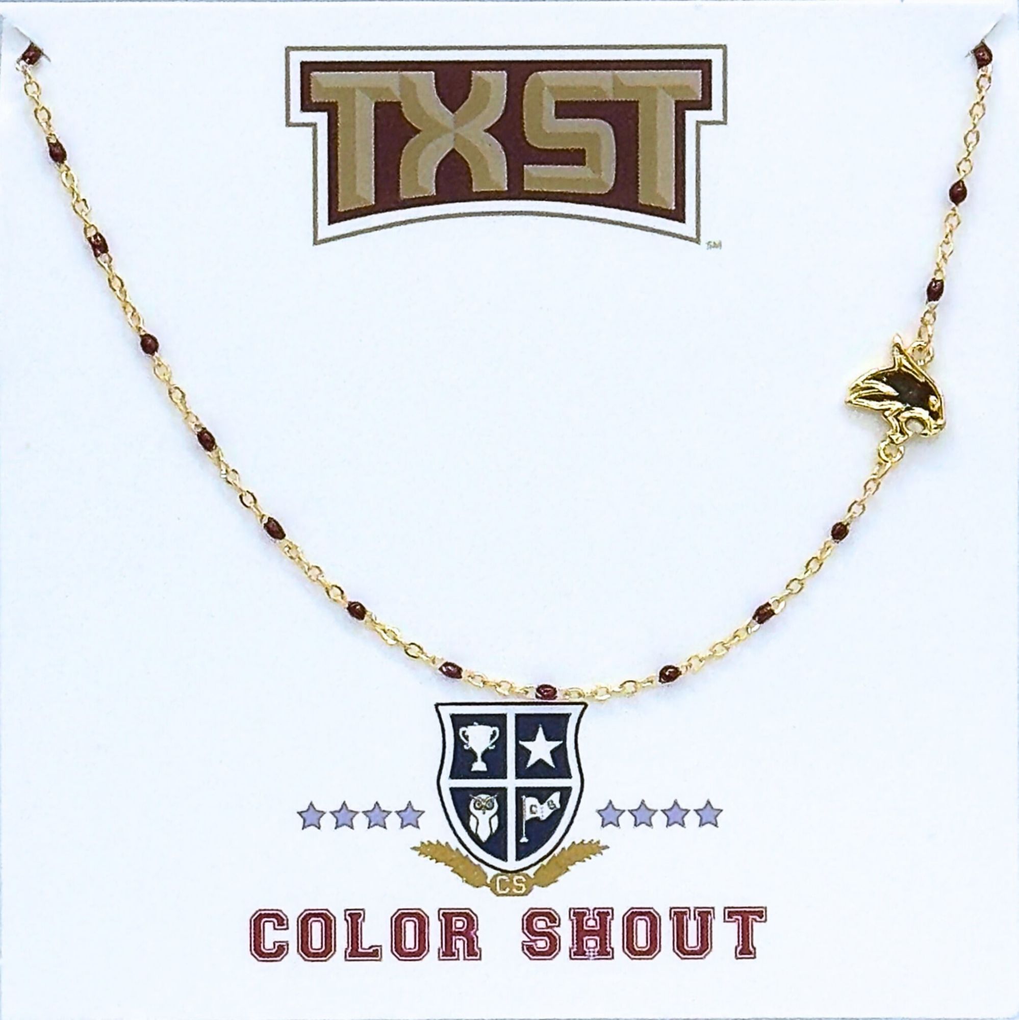Color Shout Women's Texas State Bobcats Side Set College Logo Necklace With Enamel Beads
