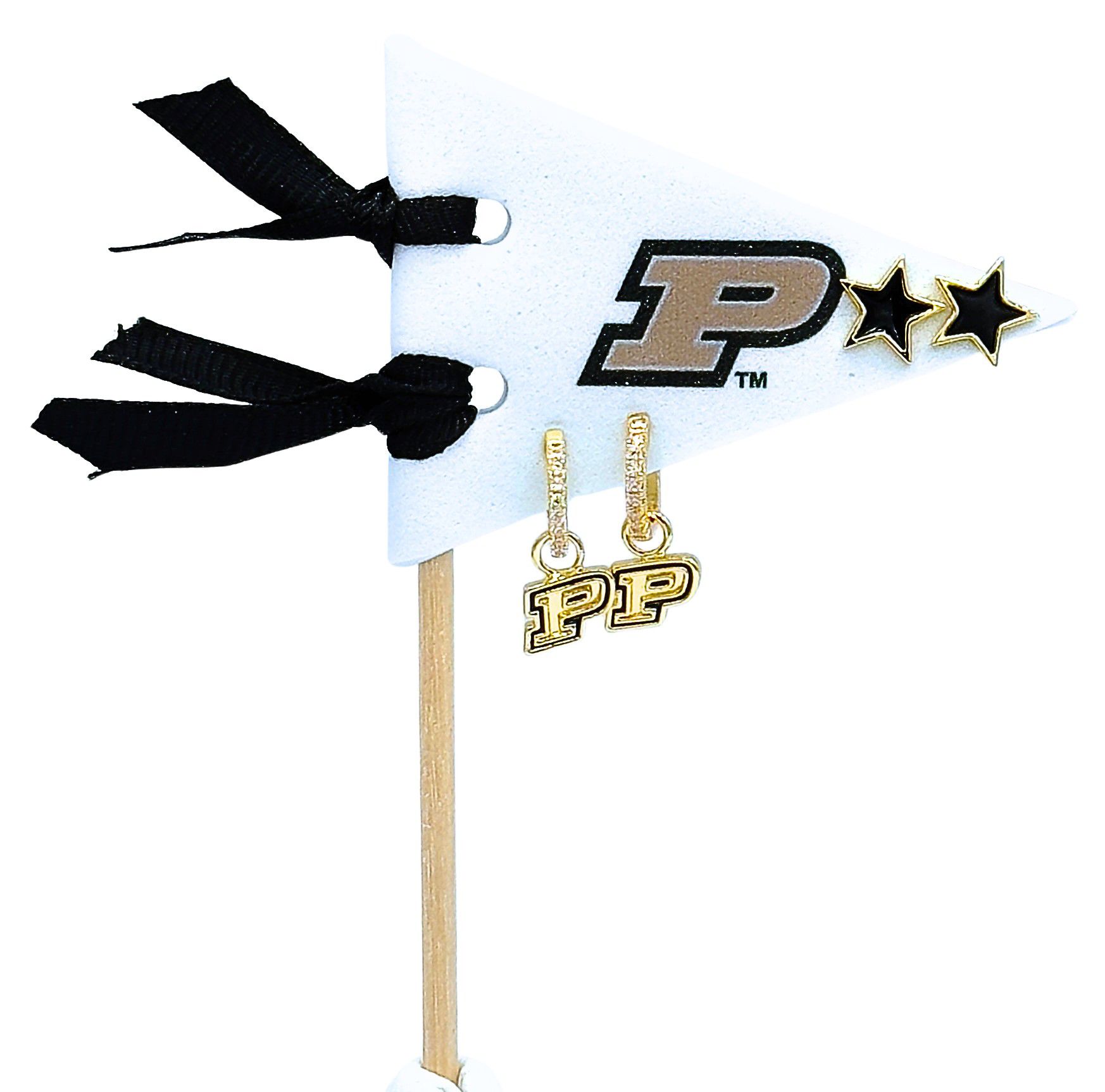 Color Shout Women's Purdue Pennant Pair Earring Set