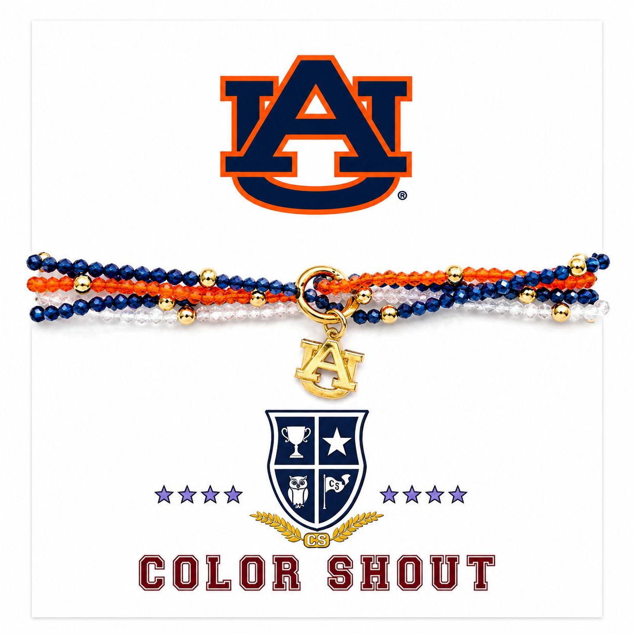 Color Shout Auburn Tigers Logo Bracelet Set